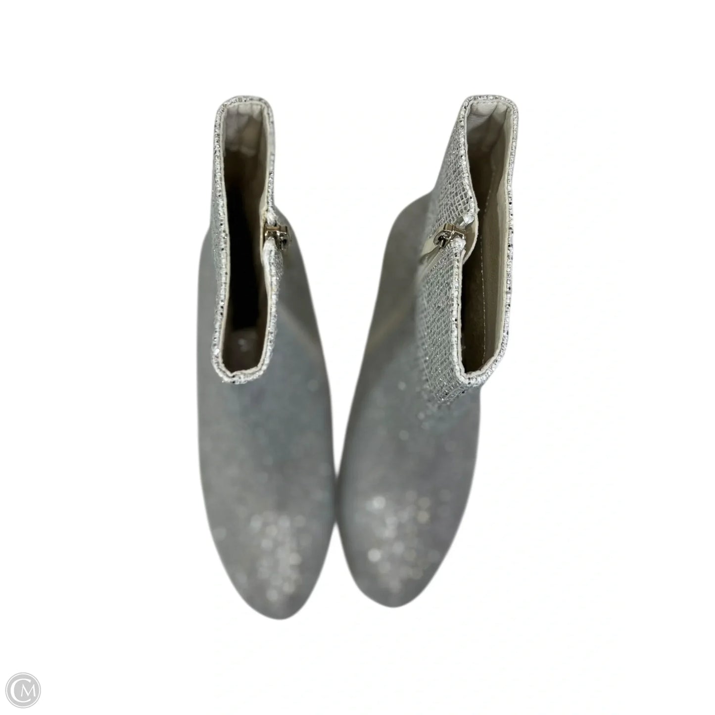 Boots Ankle Heels By Clothes Mentor In Silver, Size: 5