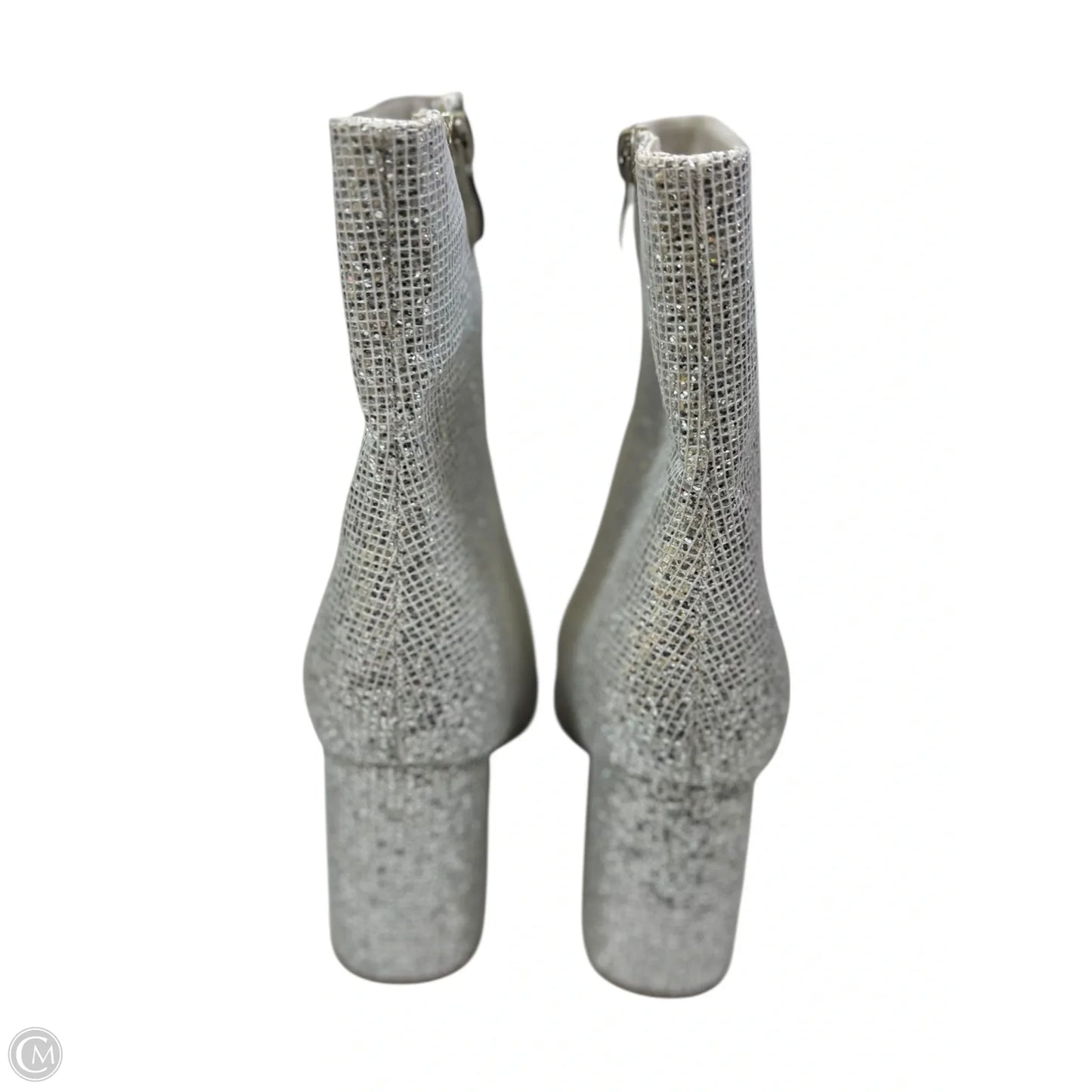 Boots Ankle Heels By Clothes Mentor In Silver, Size: 5