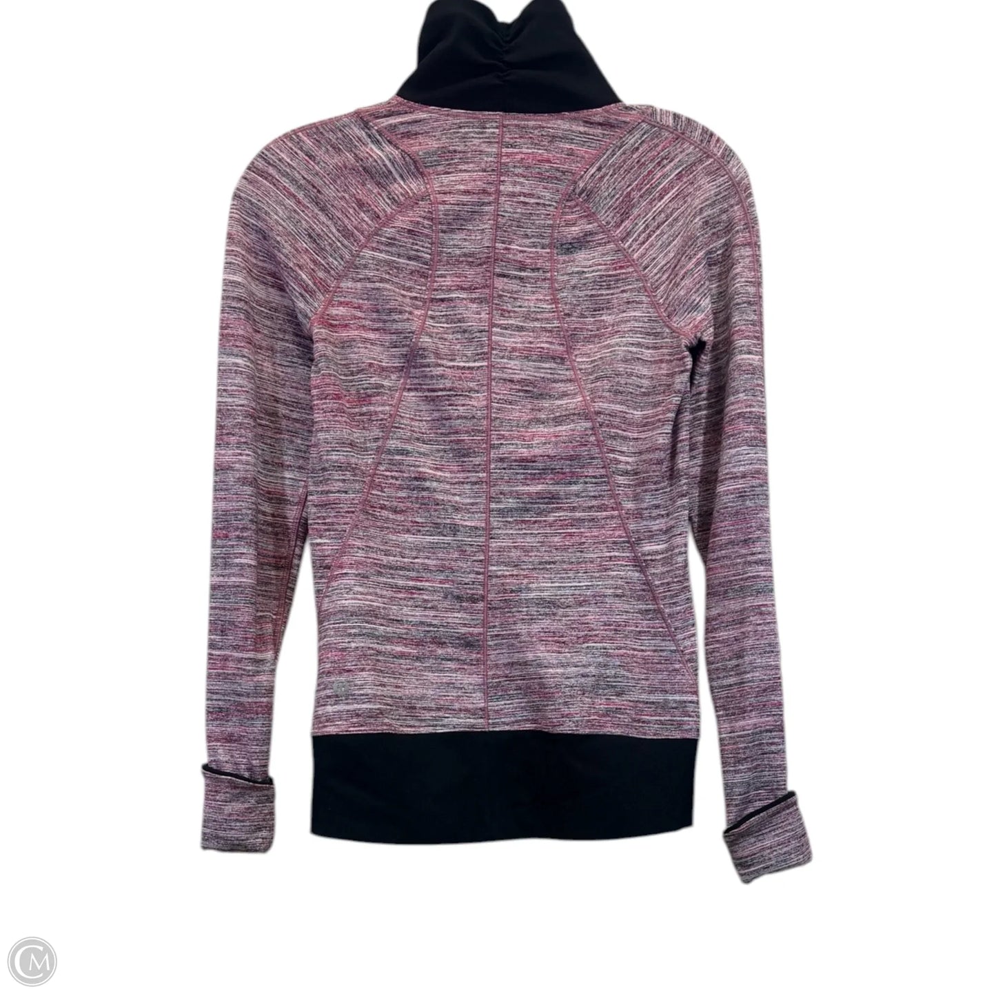 Athletic Top Long Sleeve Collar By Lululemon In Black & Pink, Size: 4