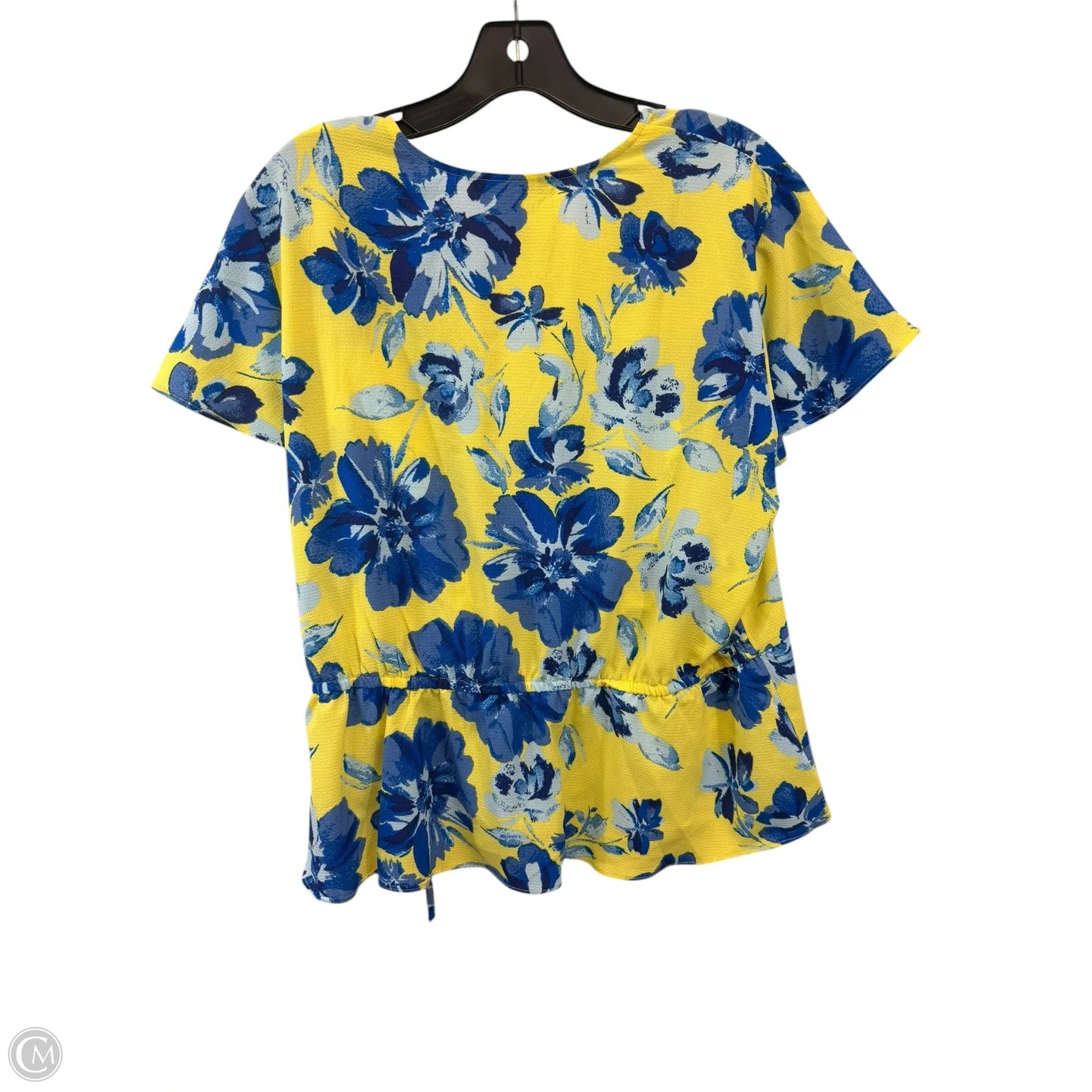 Top Short Sleeve By Ellen Tracy In Blue & Yellow, Size: Xl