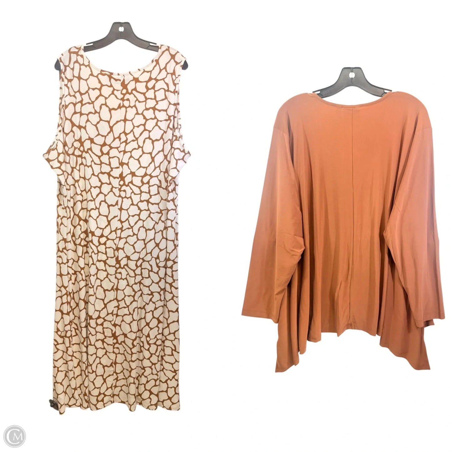 Dress Casual Maxi By Attitude In Brown & Cream, Size: 3x