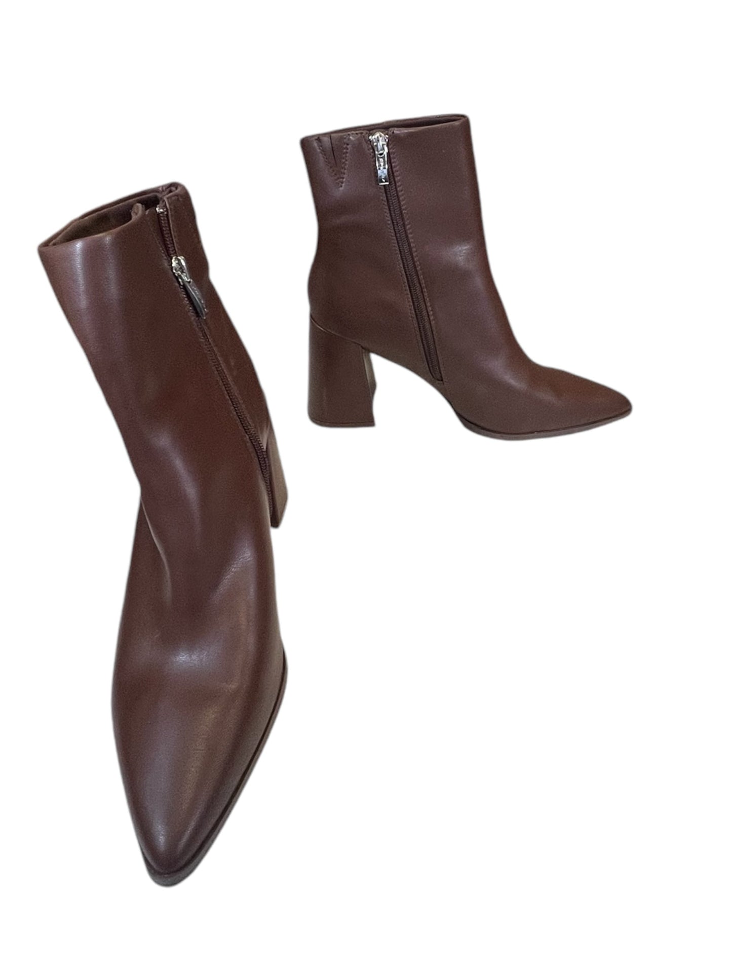 Boots Mid-calf Flats By Clothes Mentor In Brown, Size: 10