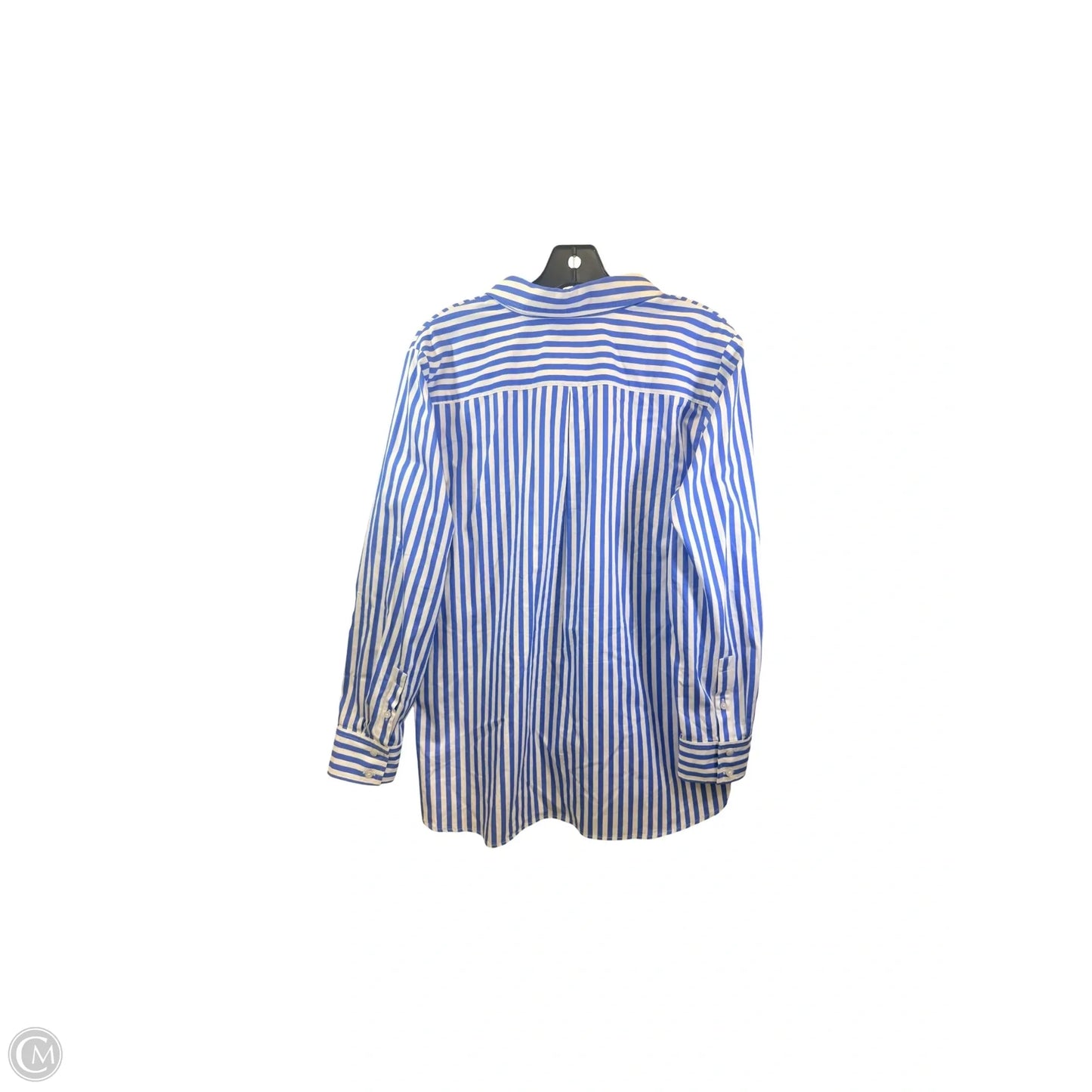 Top Long Sleeve By Talbots In Blue & White, Size: L