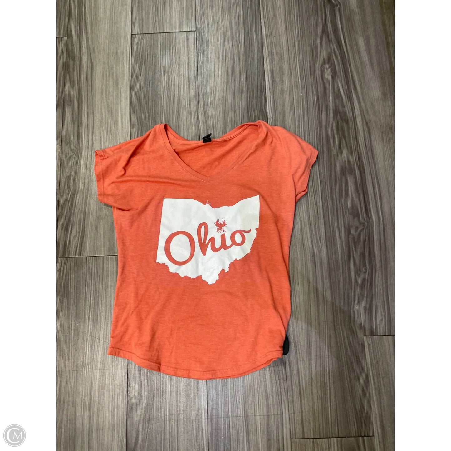 Top Short Sleeve By Anvil In Coral, Size: M