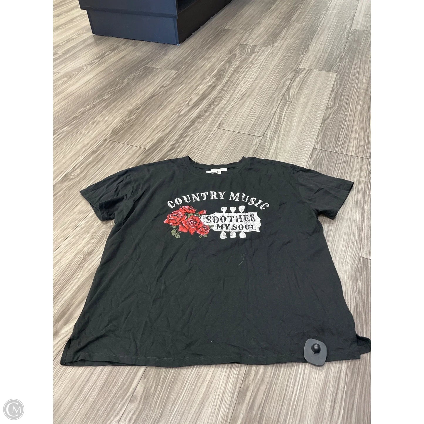 Top Short Sleeve By Maurices In Black, Size: L