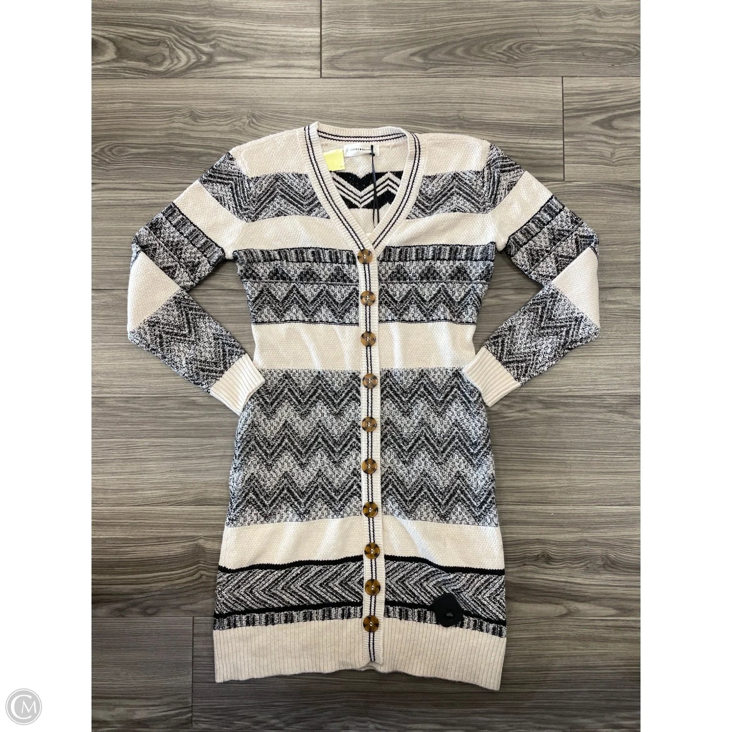 Dress Sweater By Lucky Brand In Black & White, Size: M