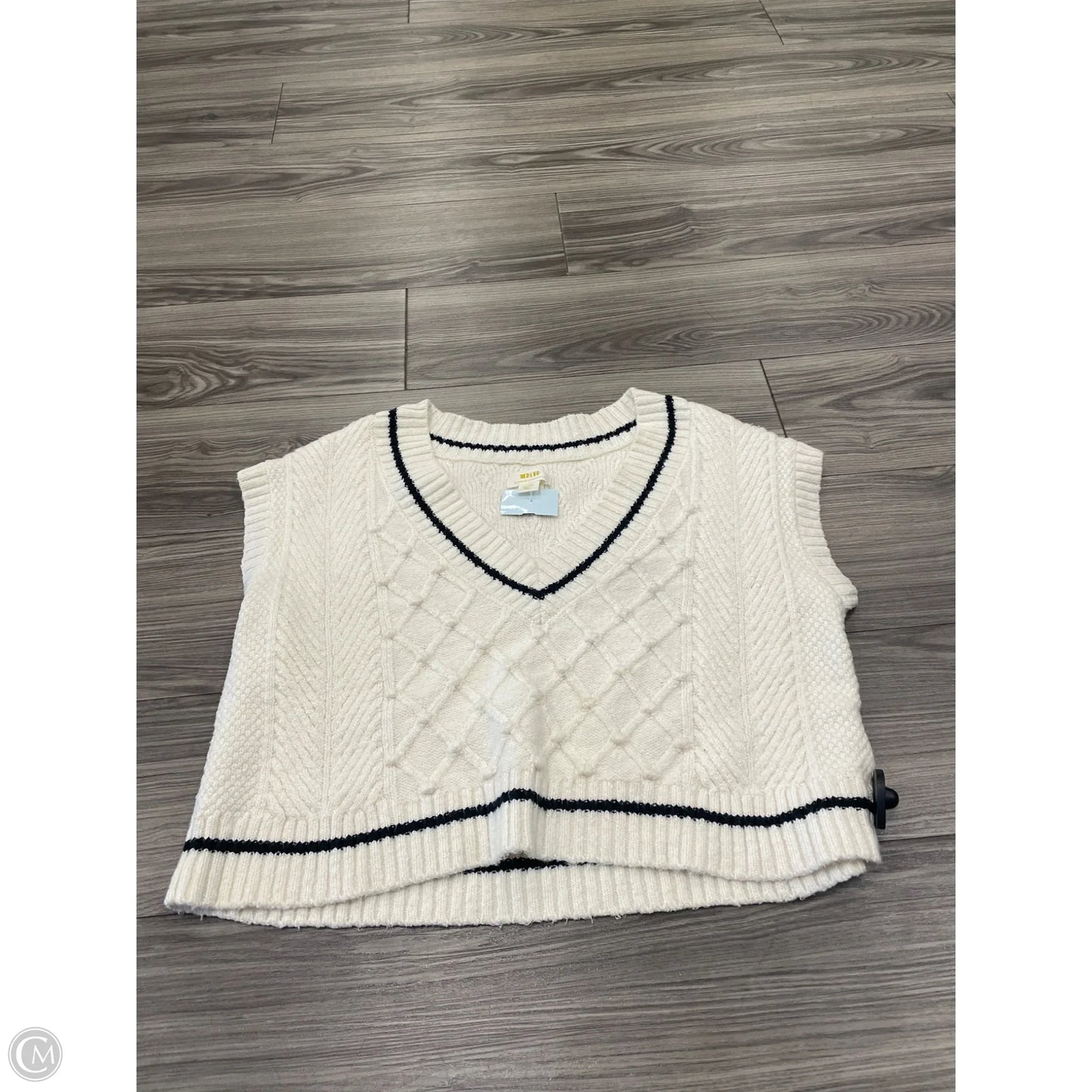 Sweater Short Sleeve By Maeve In Black & Cream, Size: L