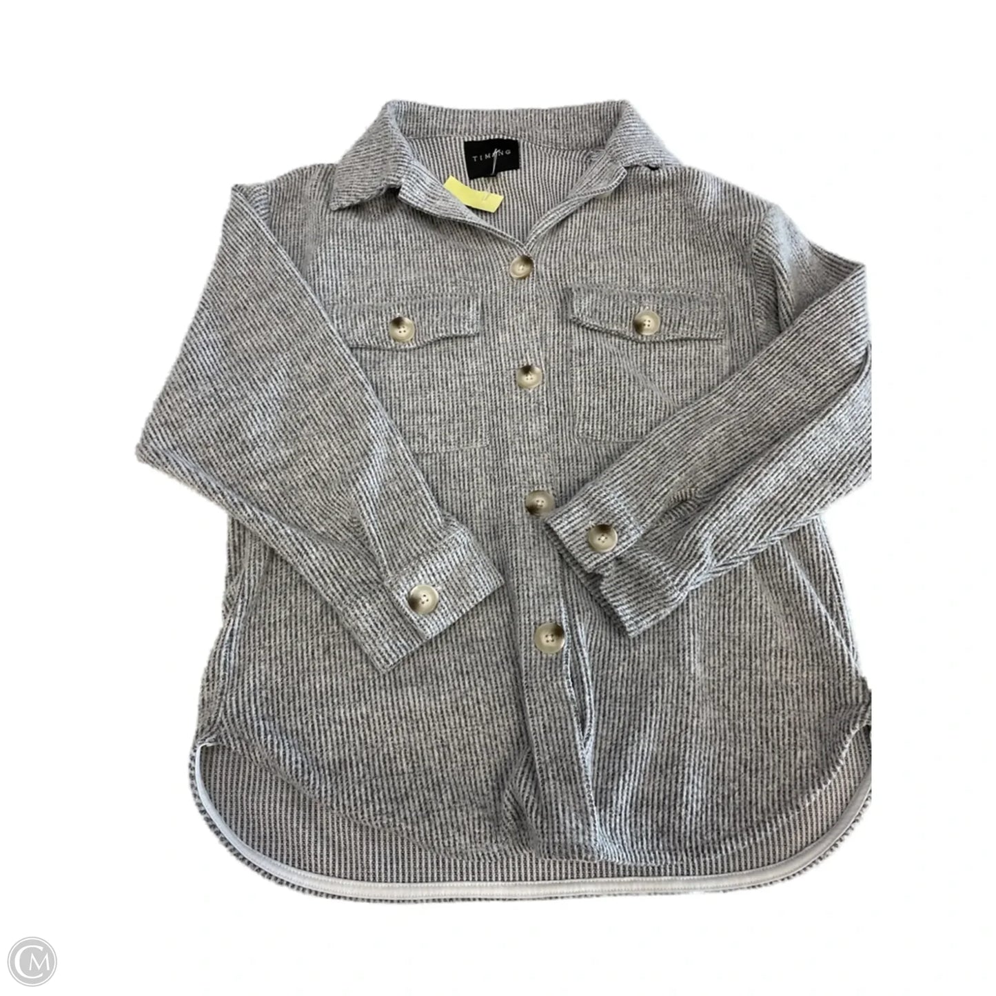 Jacket Shirt By Timing In Grey, Size: S