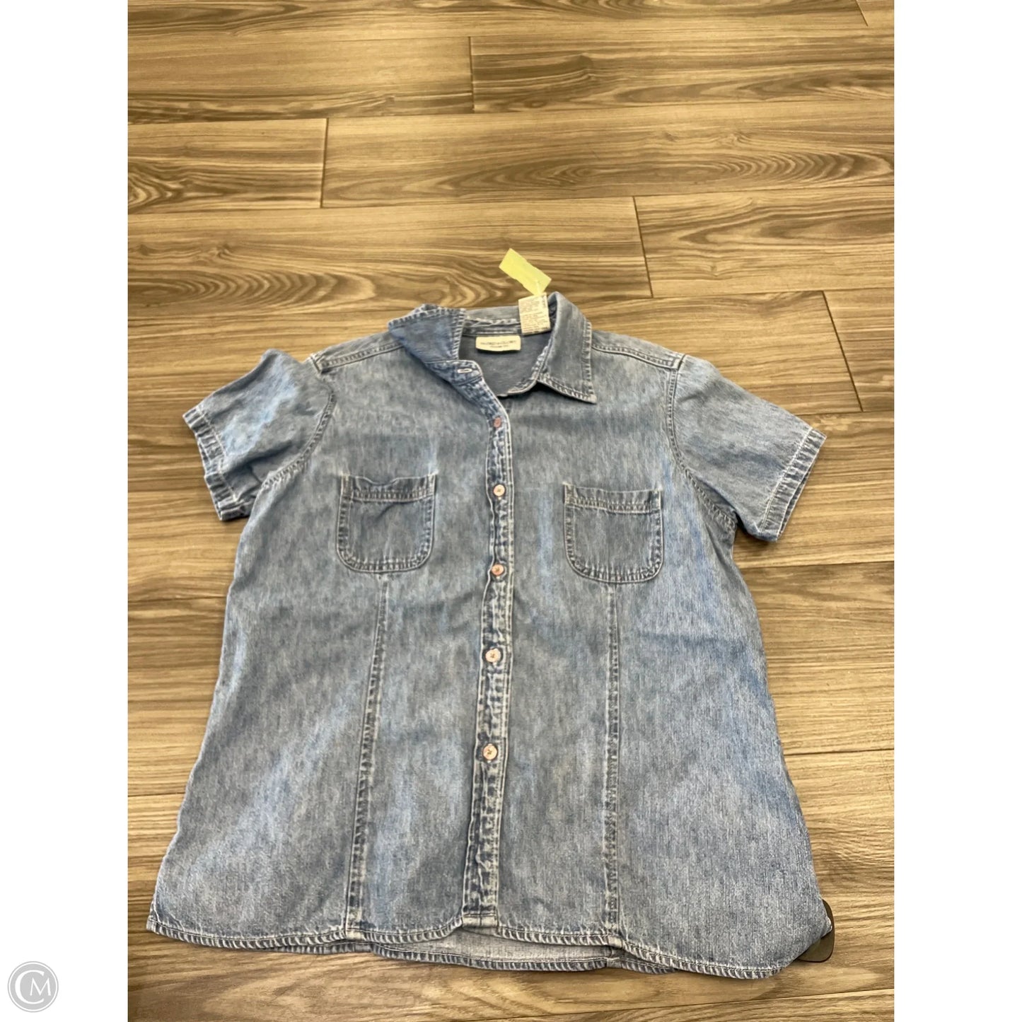 Top Short Sleeve By Faded Glory In Blue Denim, Size: L