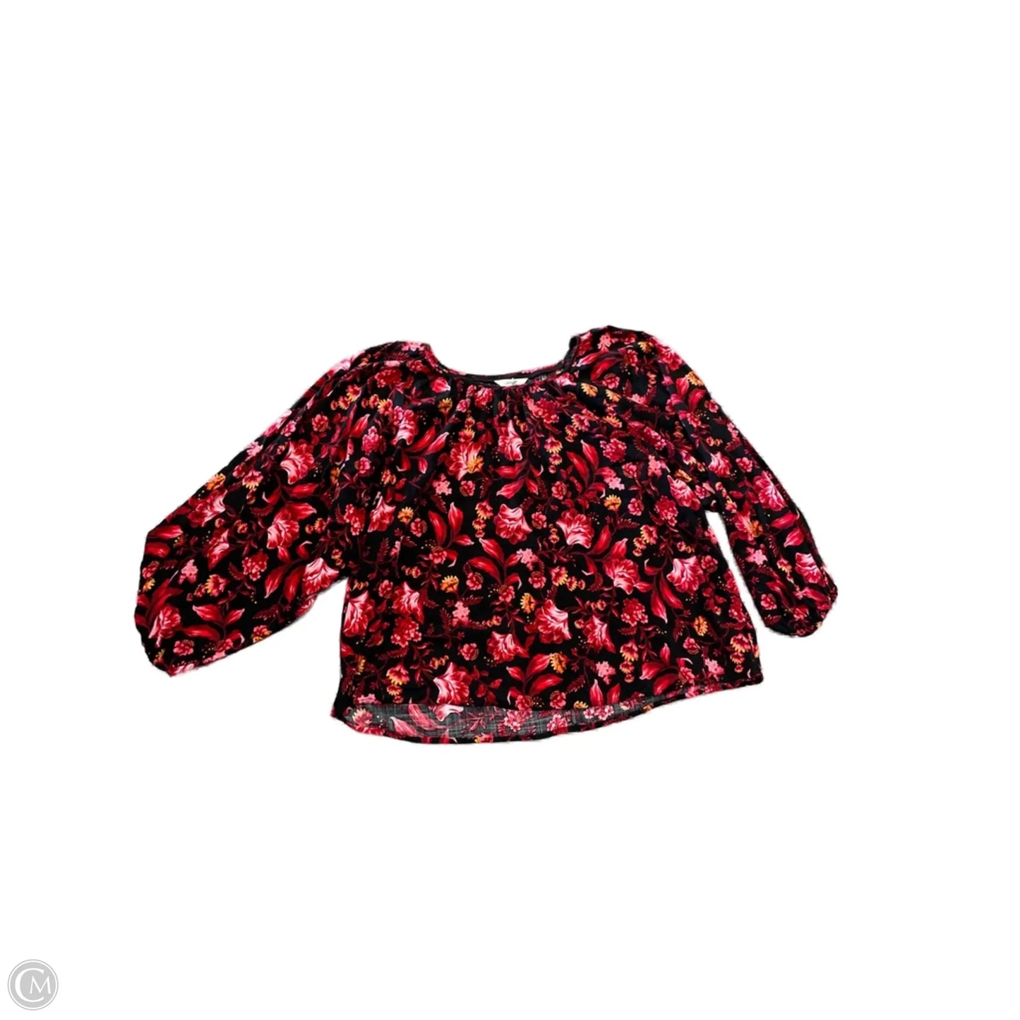 Blouse Long Sleeve By Terra & Sky In Floral Print, Size: 1x