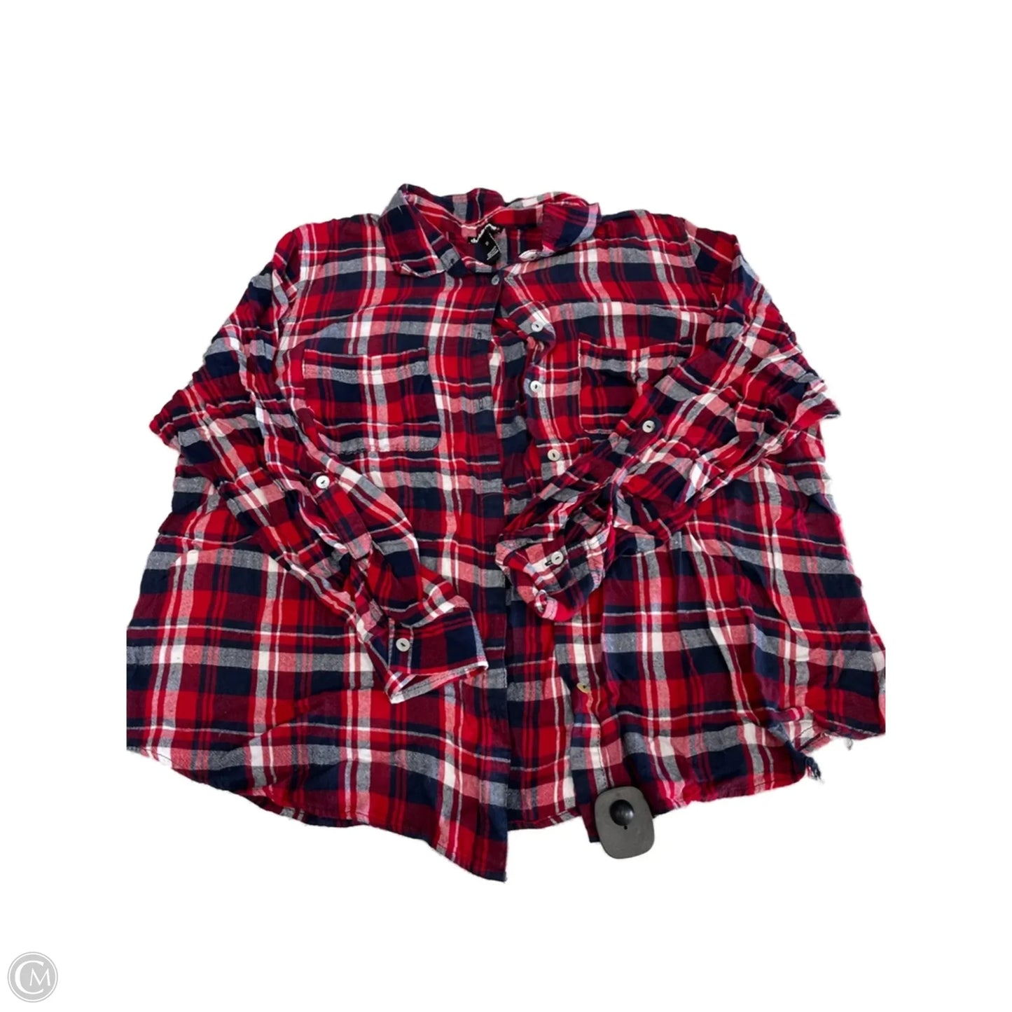 Top Long Sleeve Basic By Charlotte Russe In Plaid Pattern, Size: 2x