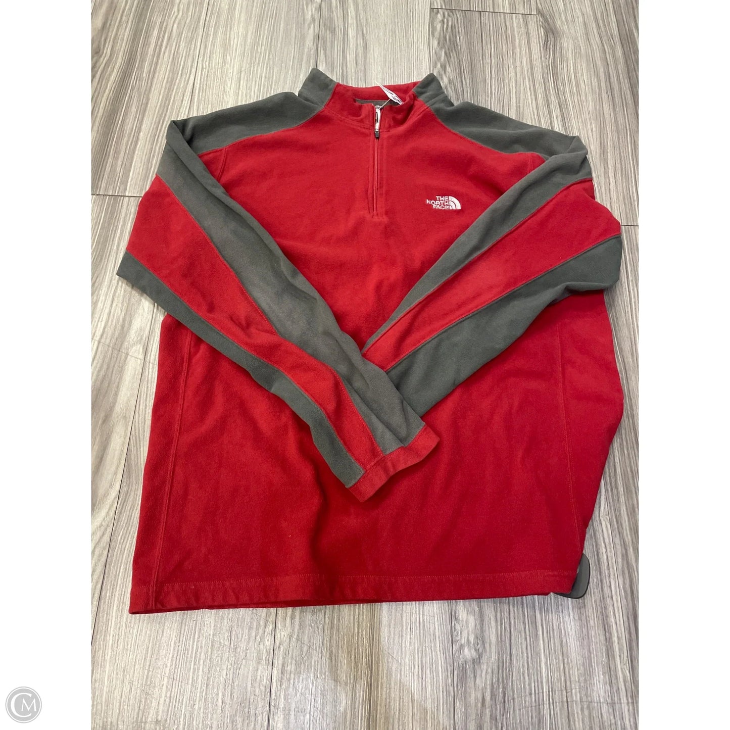 Athletic Top Long Sleeve Collar By The North Face In Red, Size: L