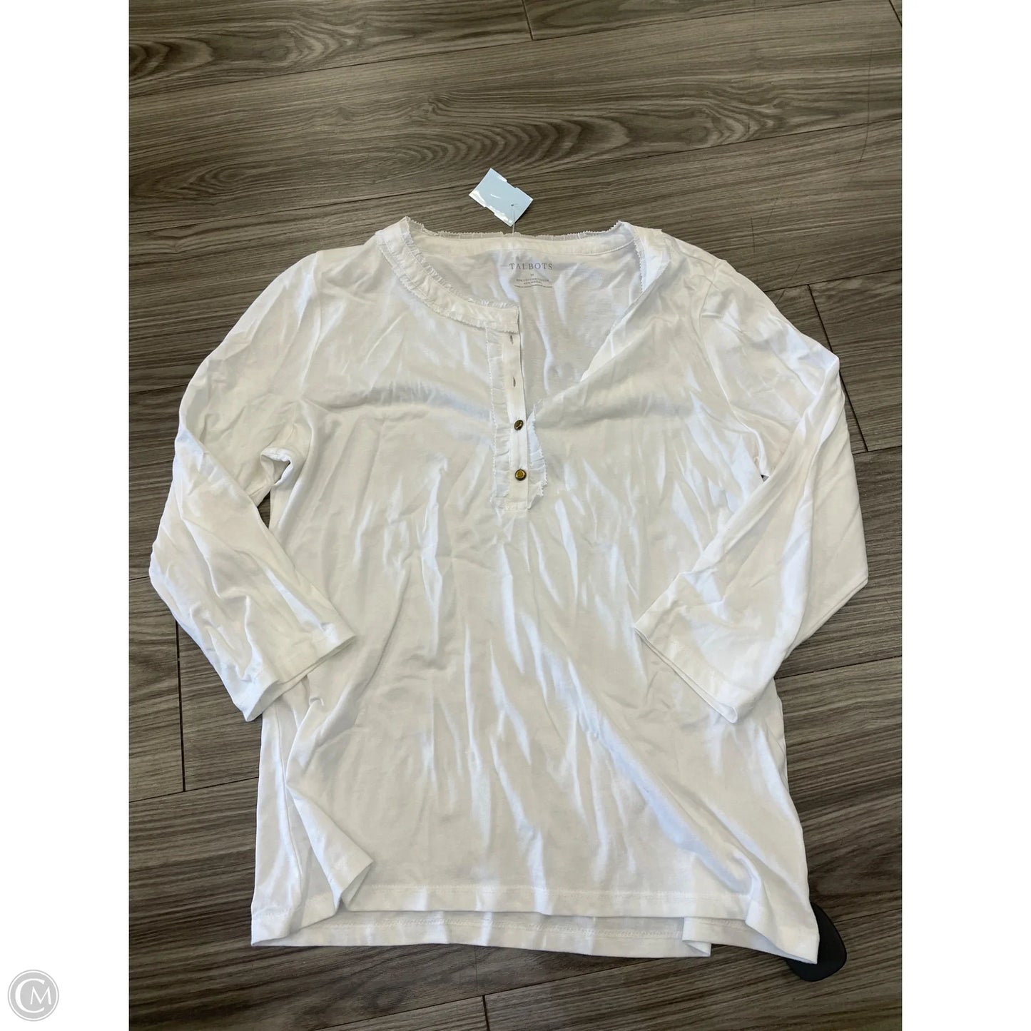 Top Long Sleeve By Talbots In White, Size: M