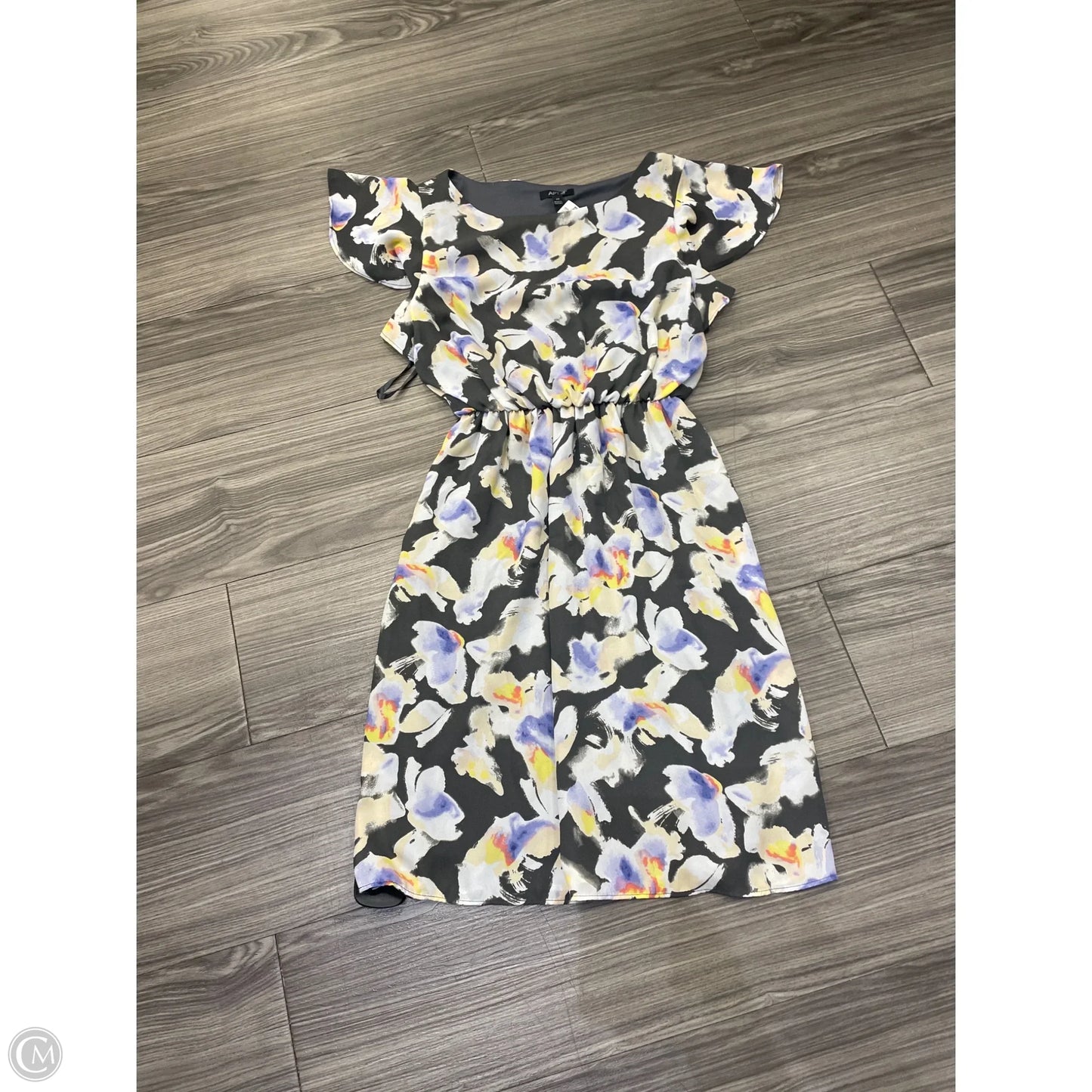 Dress Casual Midi By Apt 9 In Grey & Yellow, Size: Xs