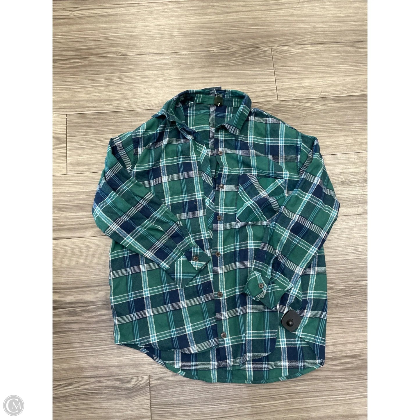 Top Long Sleeve By Wild Fable In Plaid Pattern, Size: M