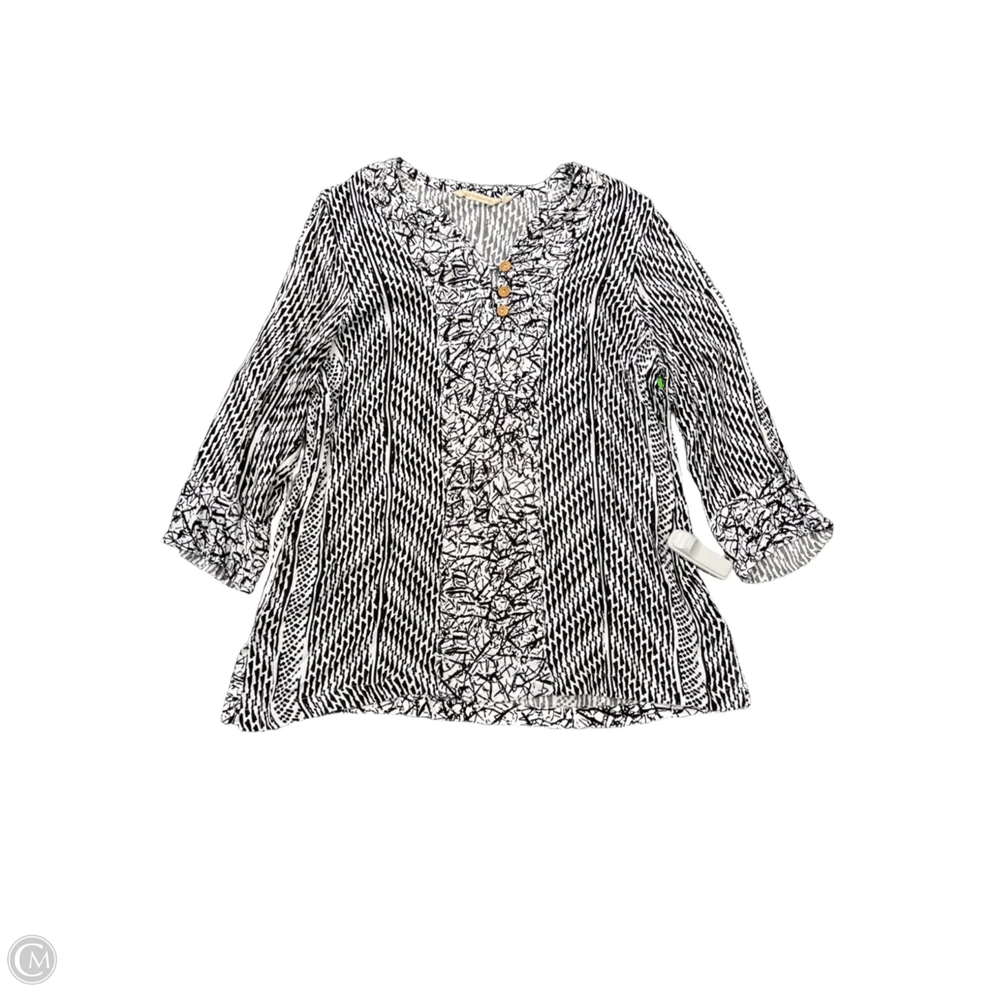 Top 3/4 Sleeve By Soft Surroundings In Black & White, Size: Xl