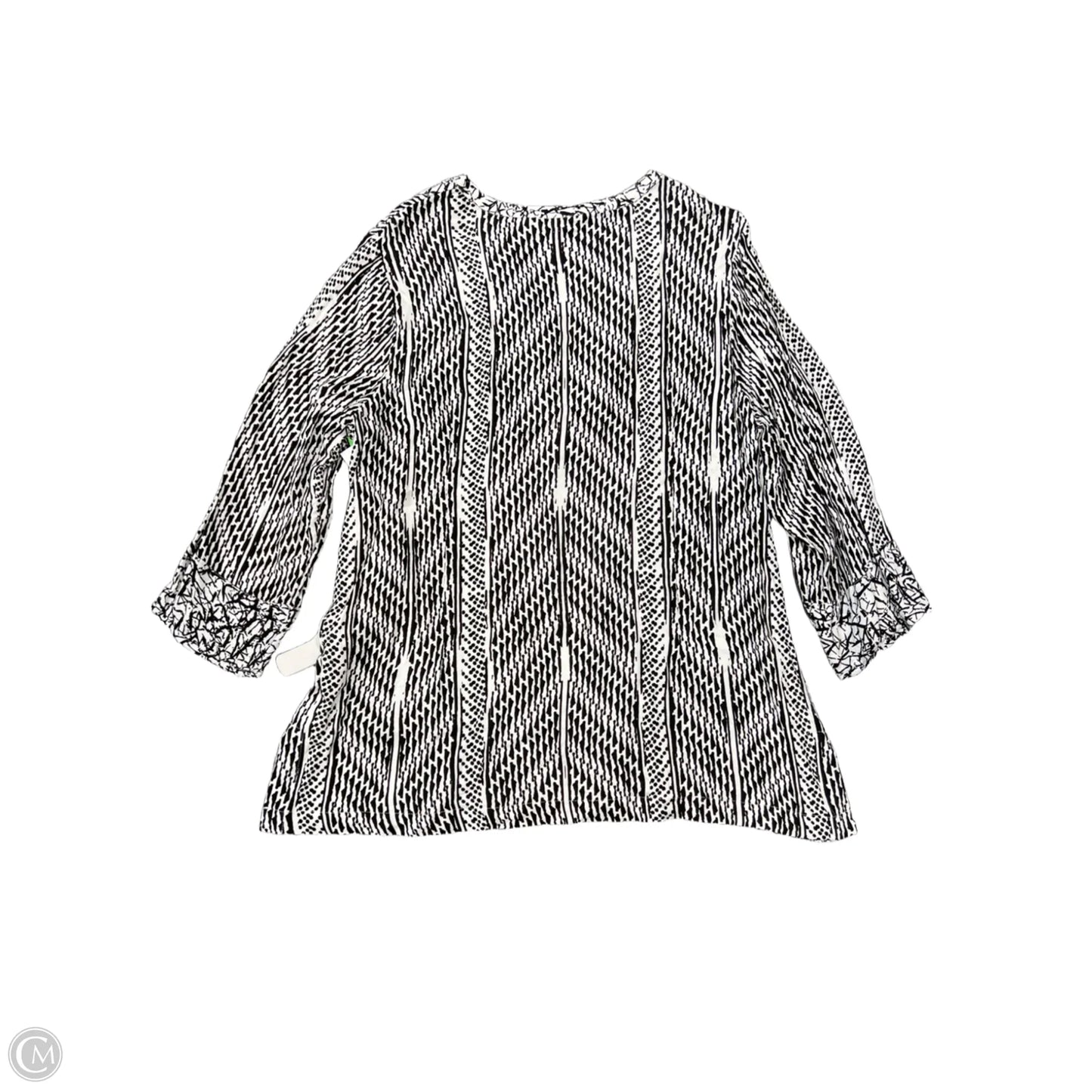 Top 3/4 Sleeve By Soft Surroundings In Black & White, Size: Xl