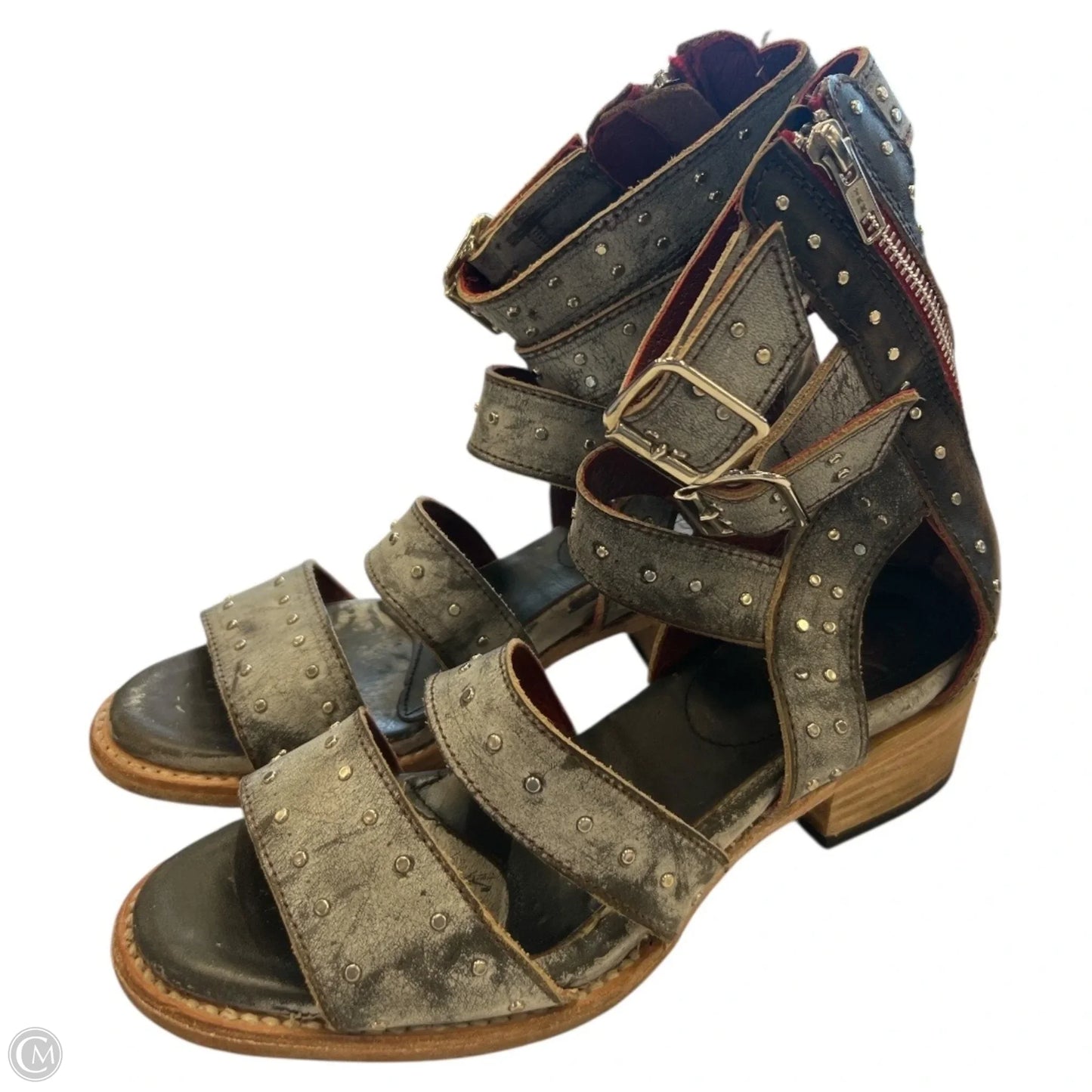 Sandals Heels Block By Freebird In Grey, Size: 7