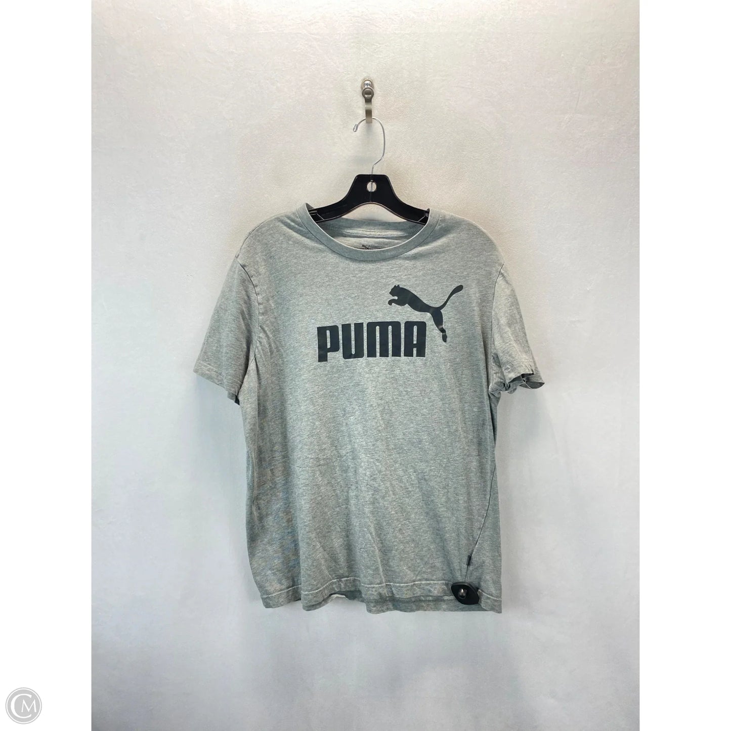 Athletic Top Short Sleeve By Puma In Black & Grey, Size: L