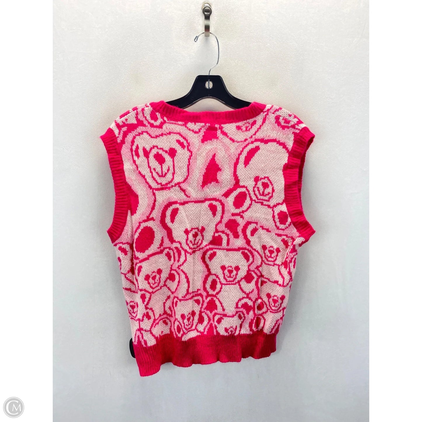 Vest Sweater By Shein In Pink & White, Size: 4