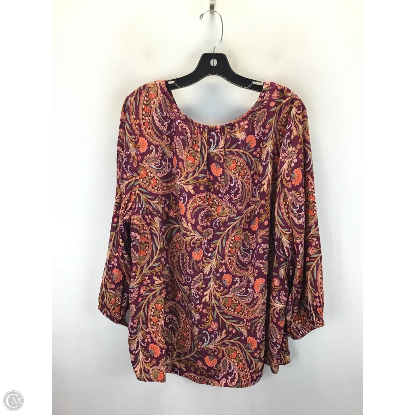 Top 3/4 Sleeve By St Johns Bay In Paisley Print, Size: 1x