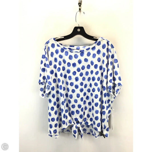Top Short Sleeve By Chicos In Blue & White, Size: L