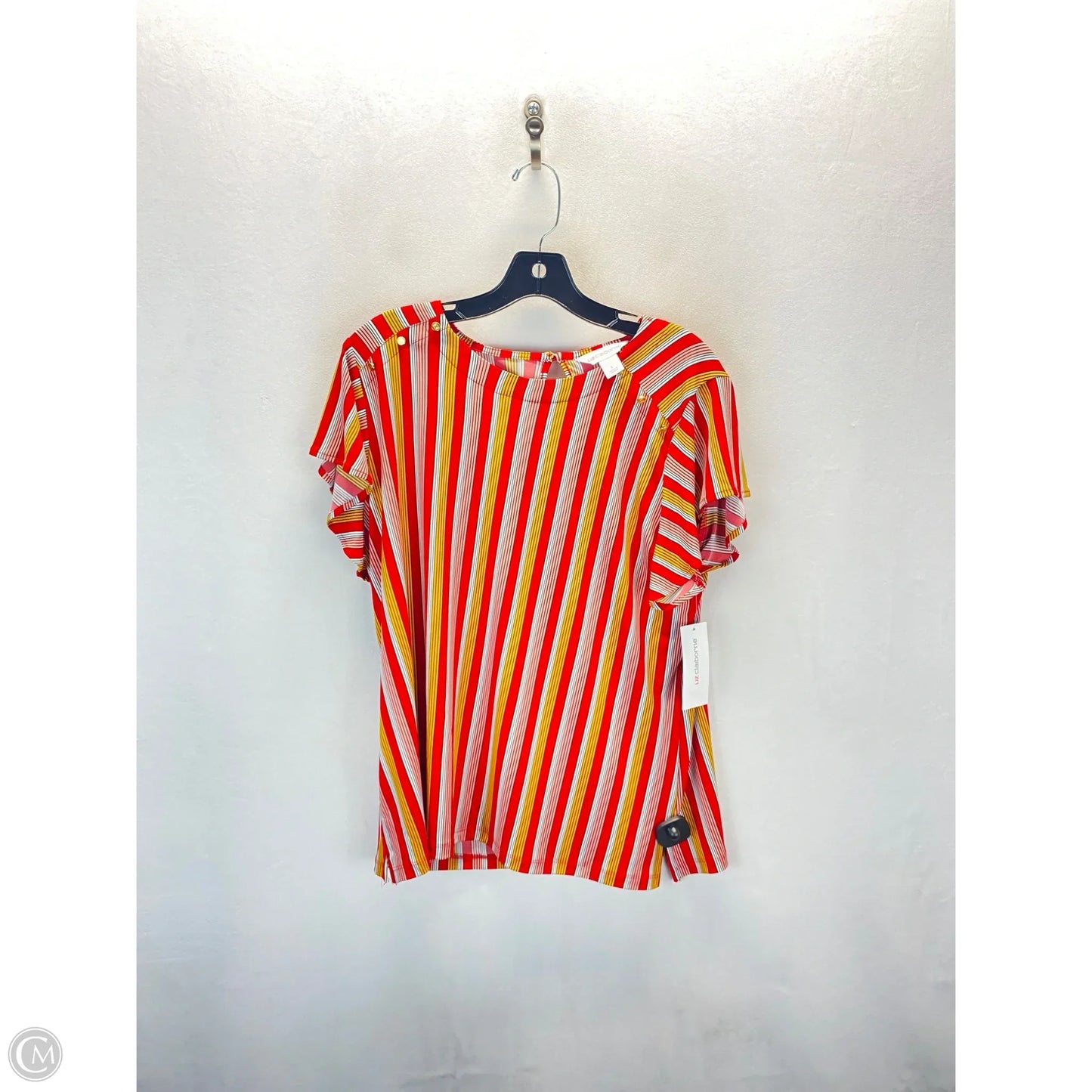 Top Short Sleeve By Liz Claiborne In Striped Pattern, Size: L