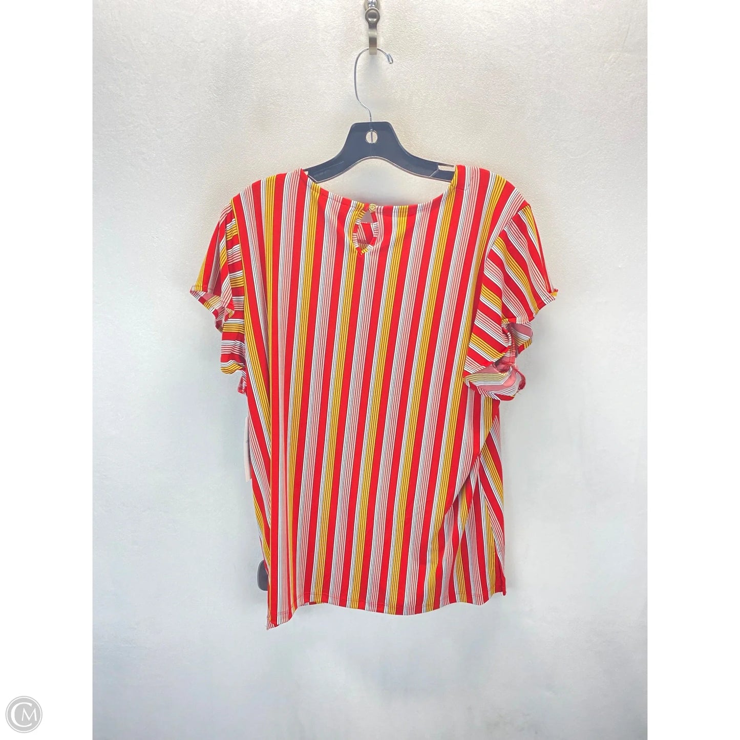 Top Short Sleeve By Liz Claiborne In Striped Pattern, Size: L