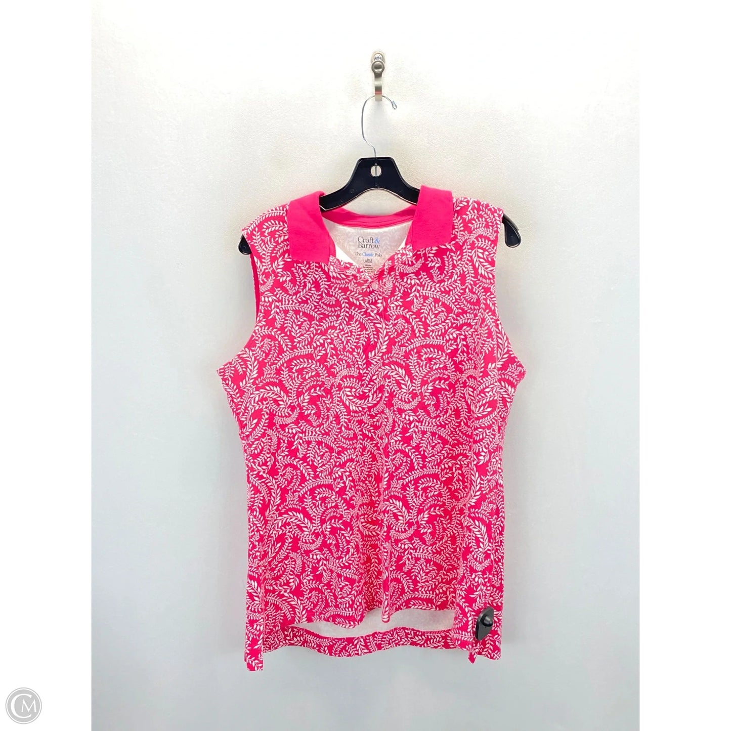 Top Sleeveless By Croft And Barrow In Pink & White, Size: L
