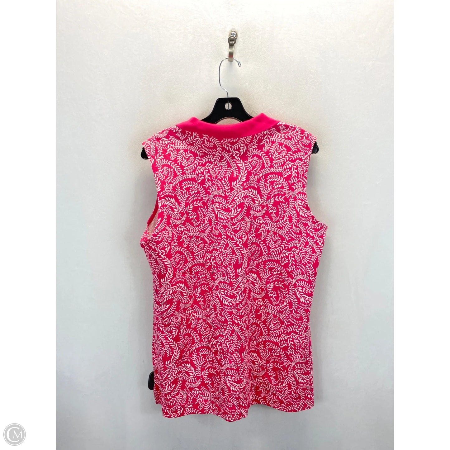 Top Sleeveless By Croft And Barrow In Pink & White, Size: L