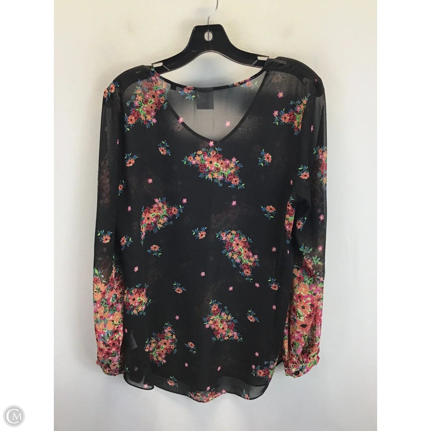 Top Long Sleeve By Cabi In Floral Print, Size: M
