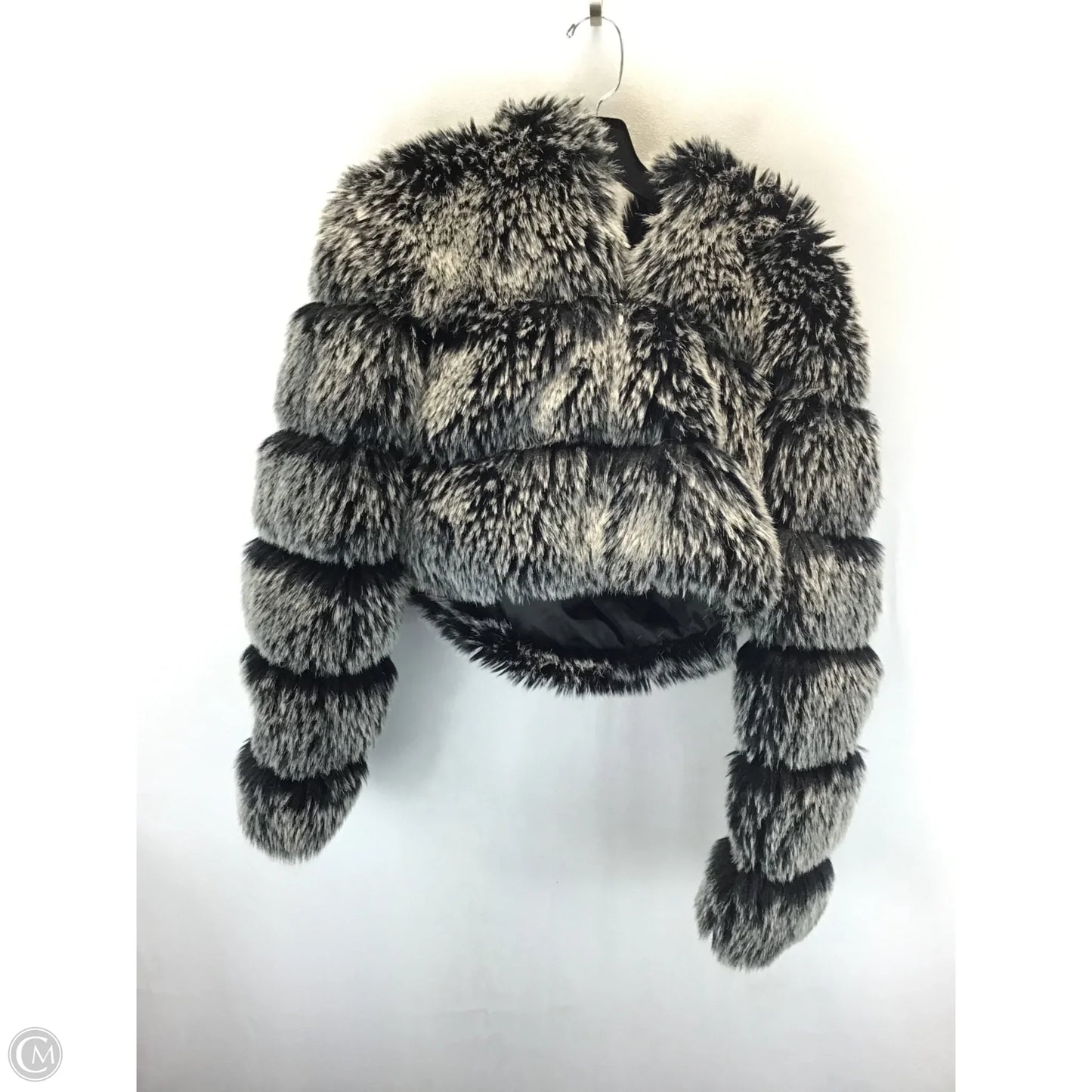 Coat Faux Fur & Sherpa By Clothes Mentor In Black & Grey, Size: Xl
