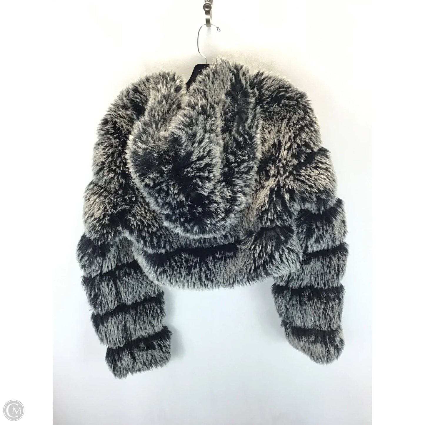 Coat Faux Fur & Sherpa By Clothes Mentor In Black & Grey, Size: Xl