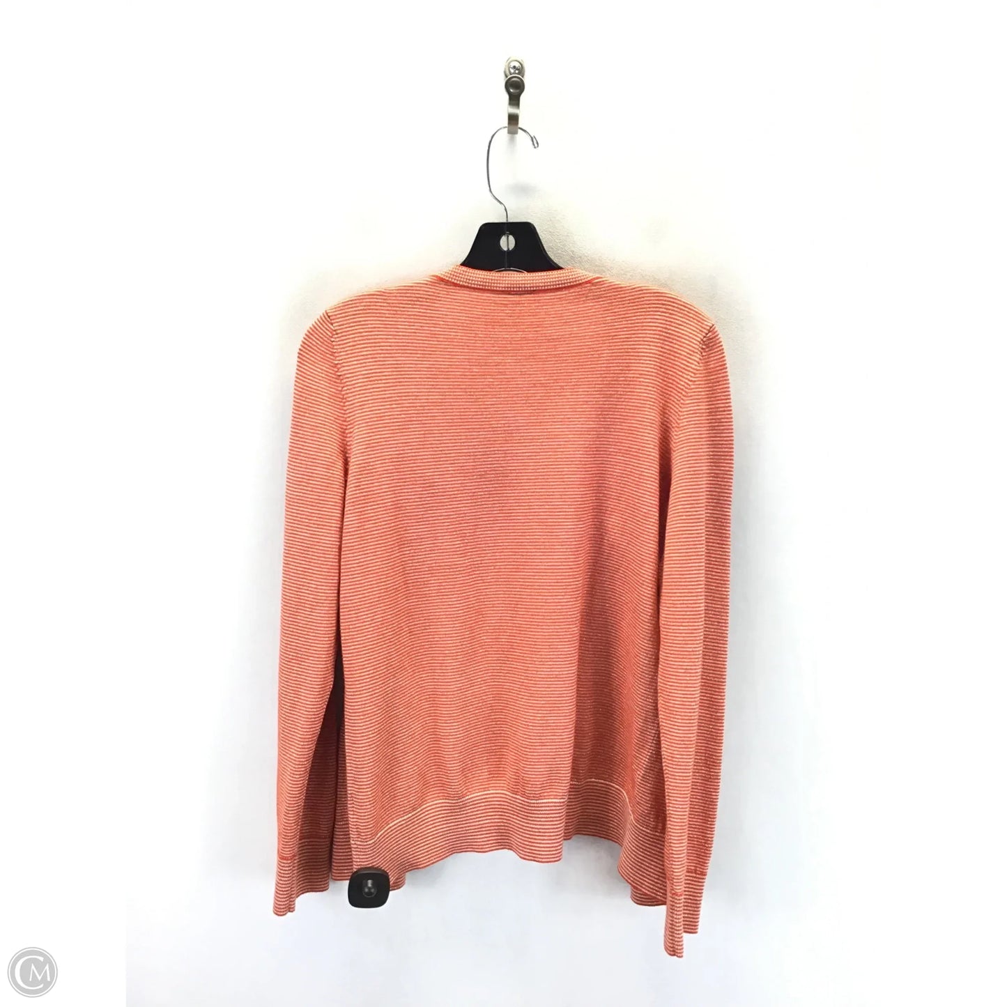 Sweater Cardigan By Talbots In Striped Pattern, Size: L