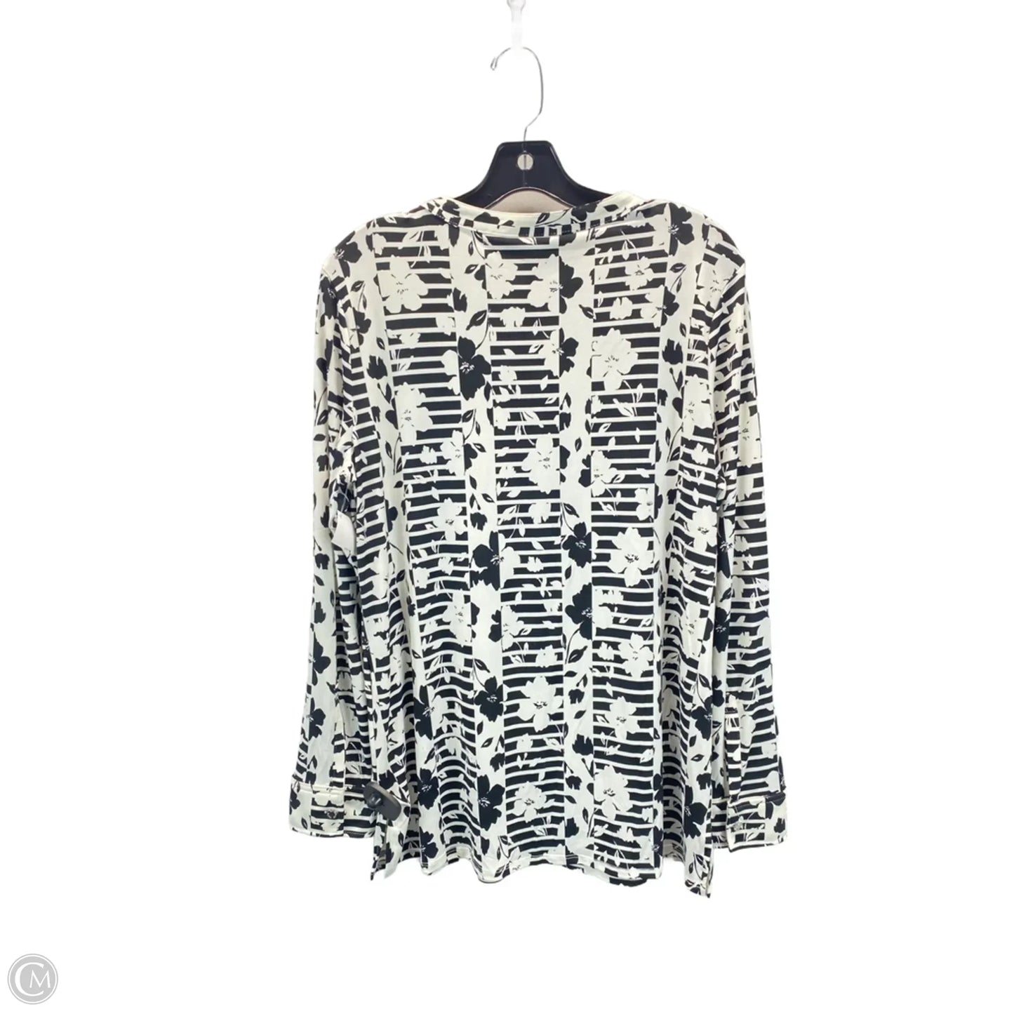 Top Long Sleeve By Dana Buchman In Black & White, Size: L