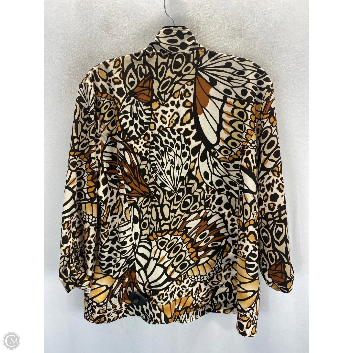 Jacket Shirt By Chicos In Black & Cream, Size: L