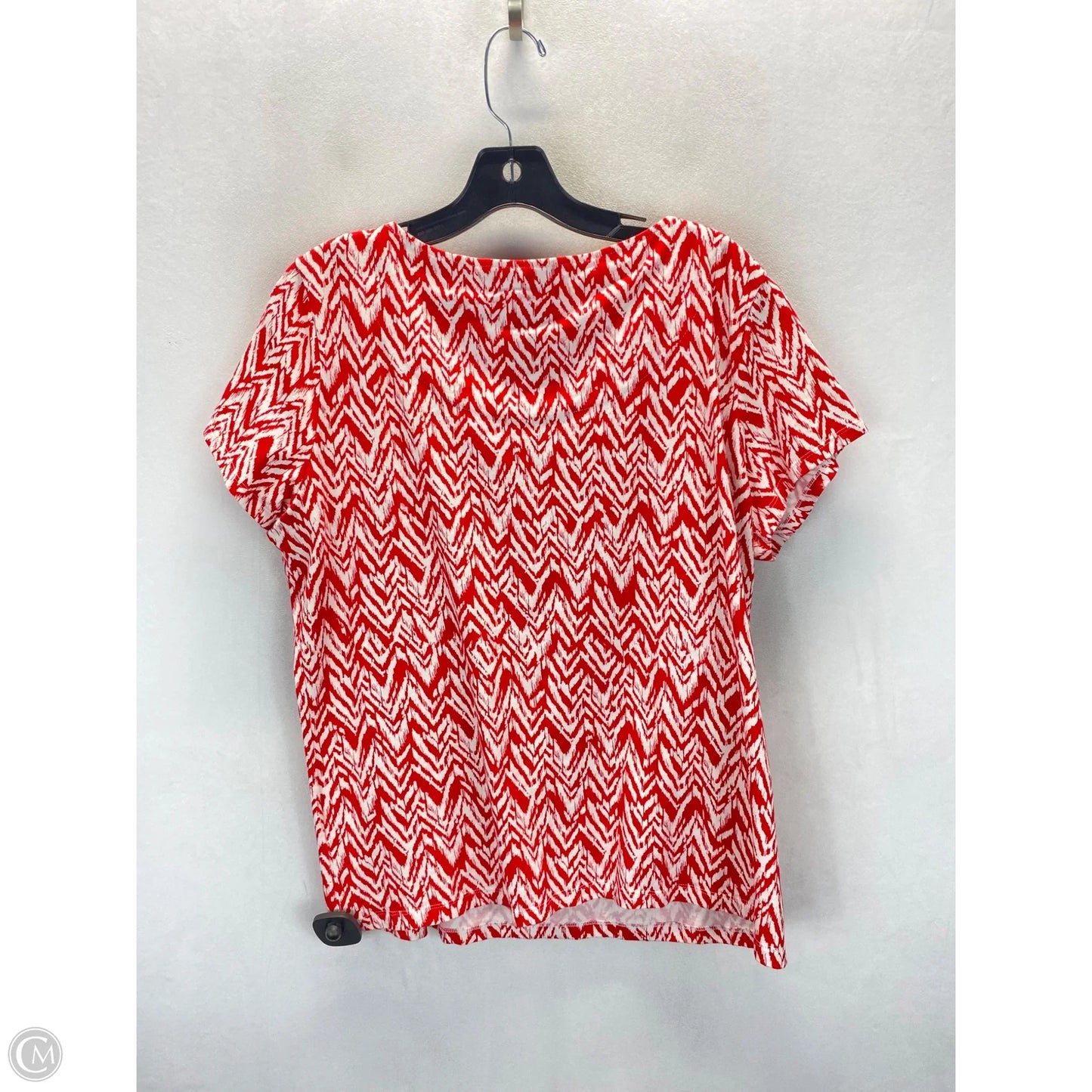 Top Short Sleeve By Ruby Rd In Red & White, Size: L