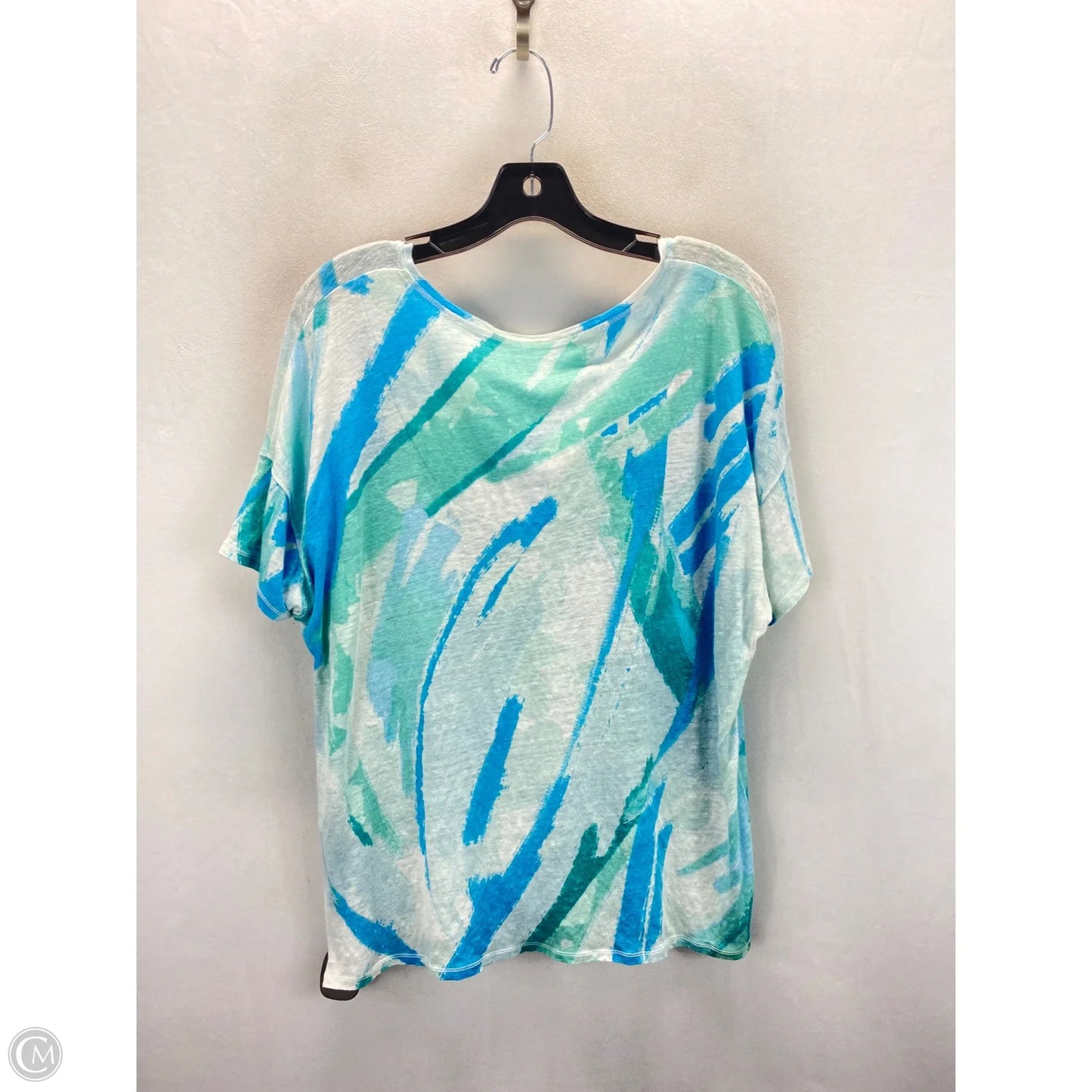 Top Short Sleeve By Chicos In Blue & Green, Size: L