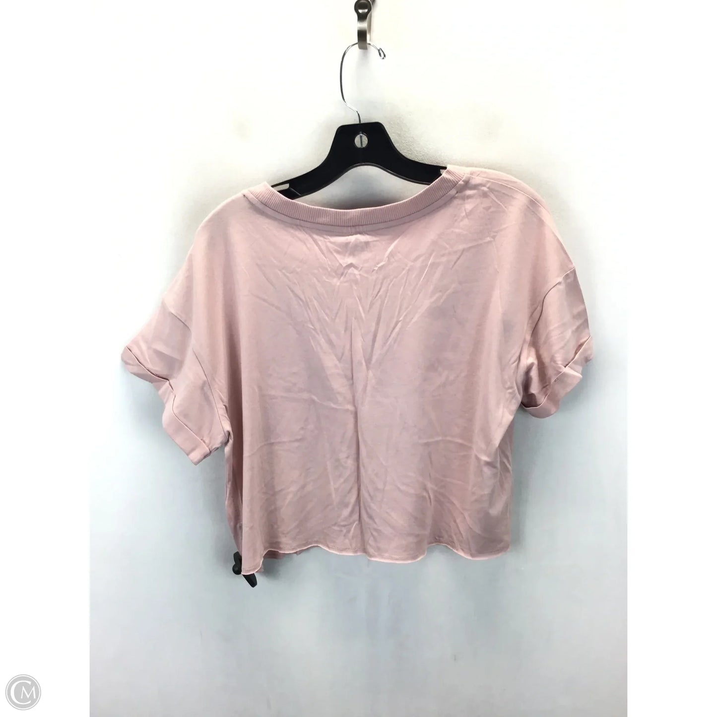 Top Short Sleeve By Calvin Klein In Pink & White, Size: L