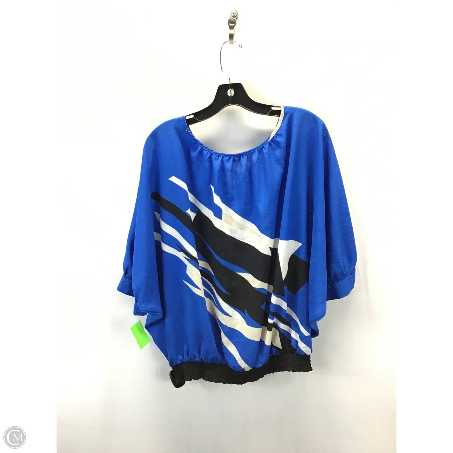 Top Short Sleeve By New York And Co In Blue & White, Size: L