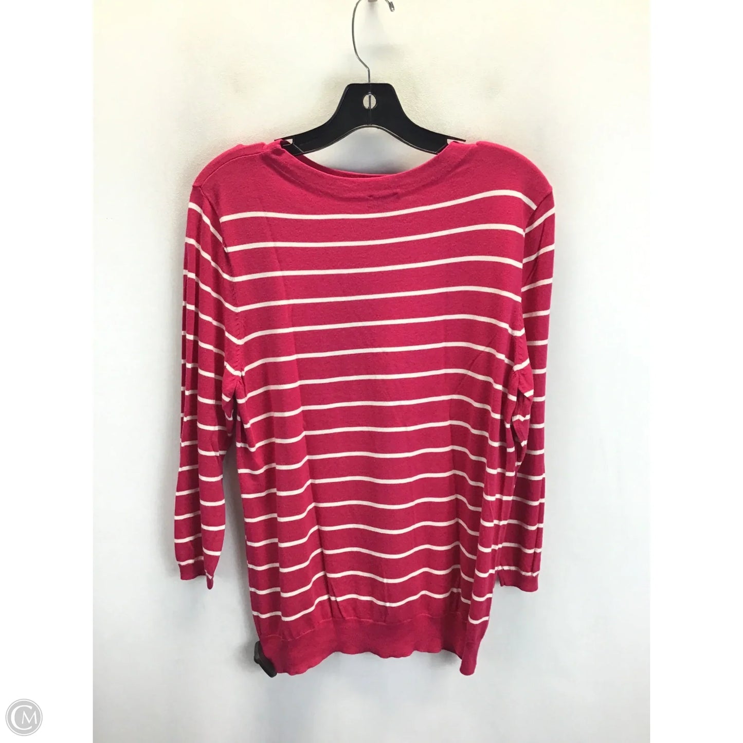 Top Long Sleeve By Talbots In Pink & White, Size: Xl