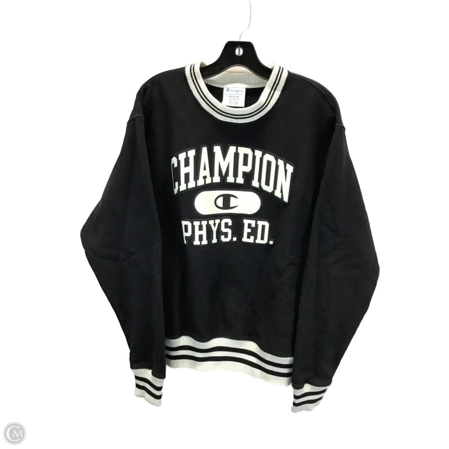 Sweatshirt Crewneck By Champion In Black & White, Size: M