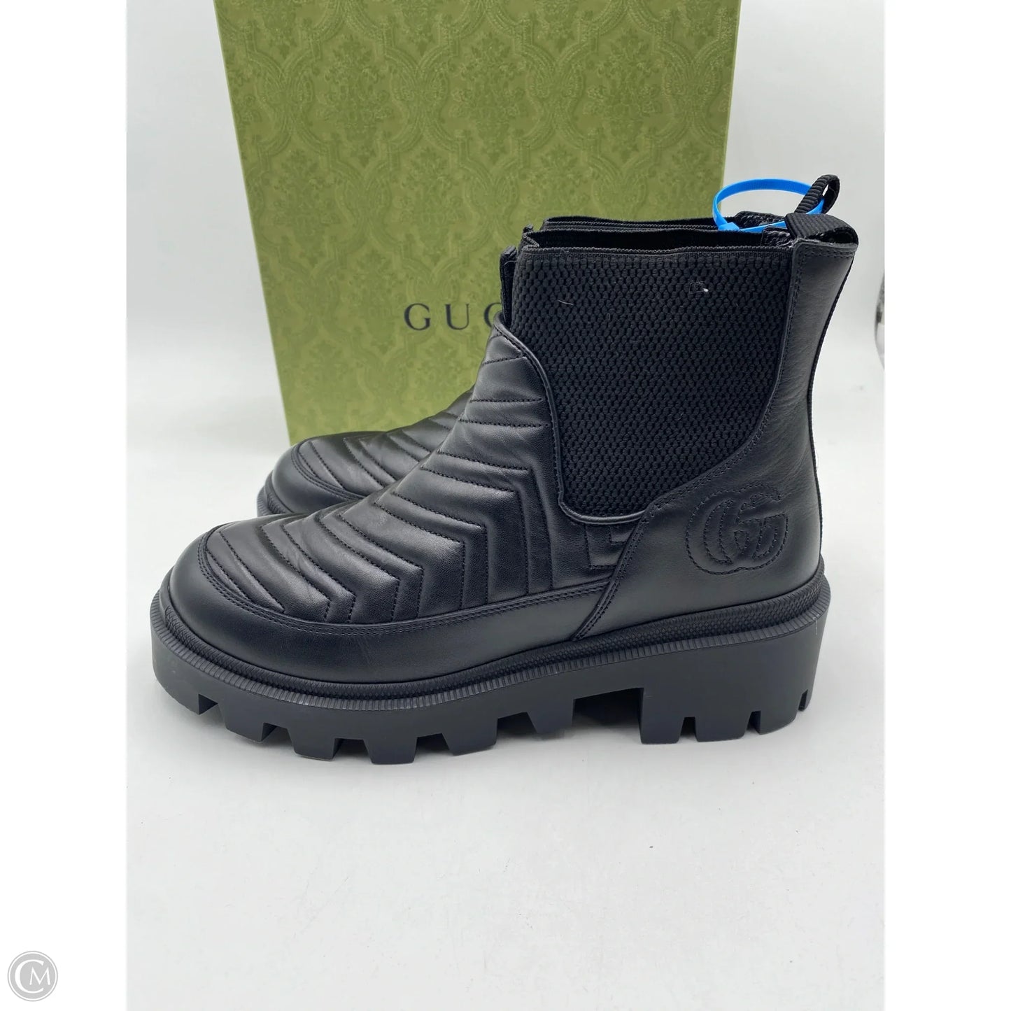Boots Luxury Designer By Gucci In Black, Size: 8