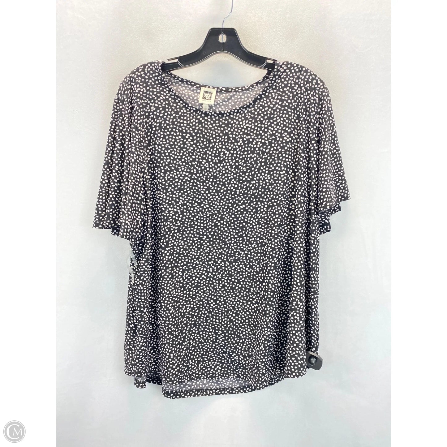 Top Short Sleeve By Anne Klein In Black & Cream, Size: 1x