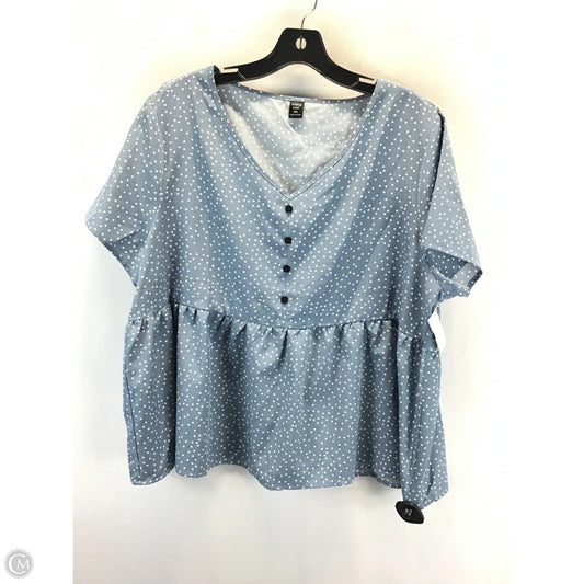 Top Short Sleeve By Shein In Blue & White, Size: 2x
