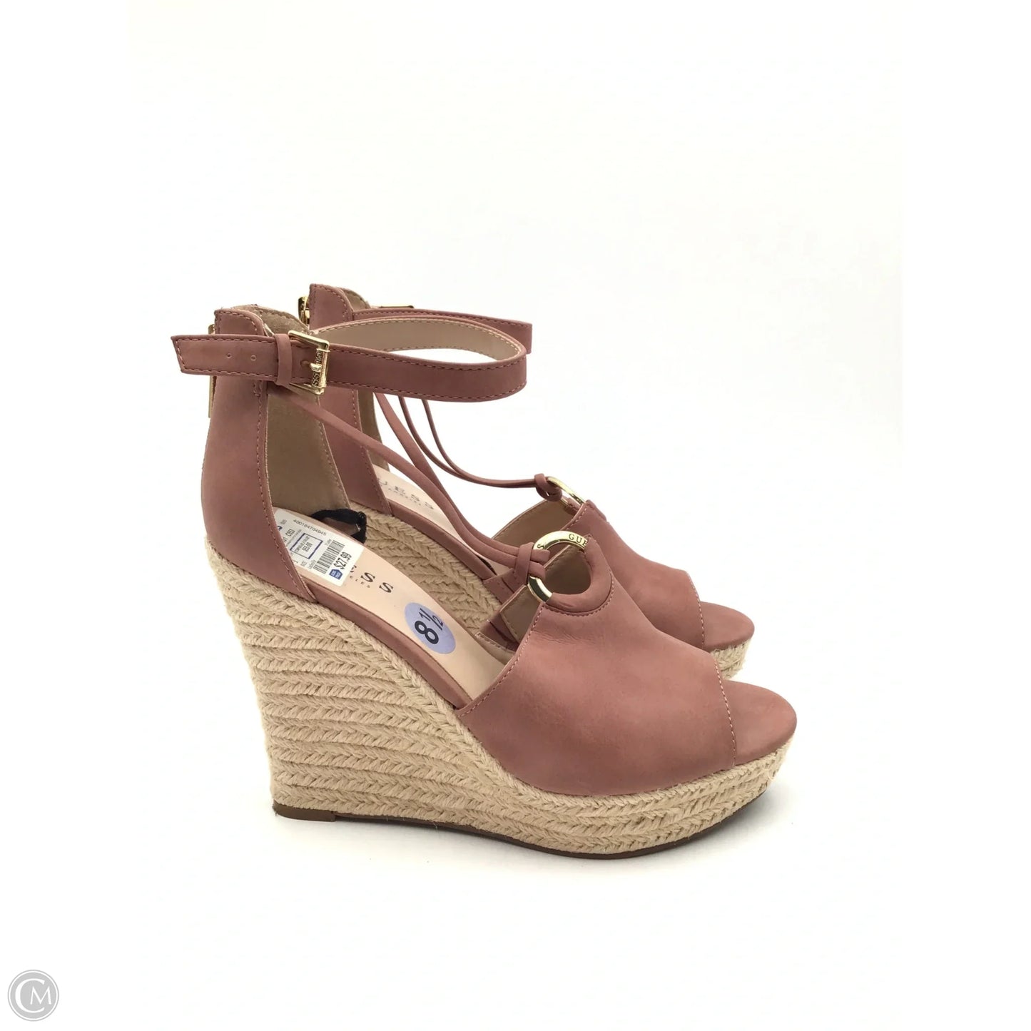 Sandals Heels Wedge By Guess In Pink & Tan, Size: 8.5