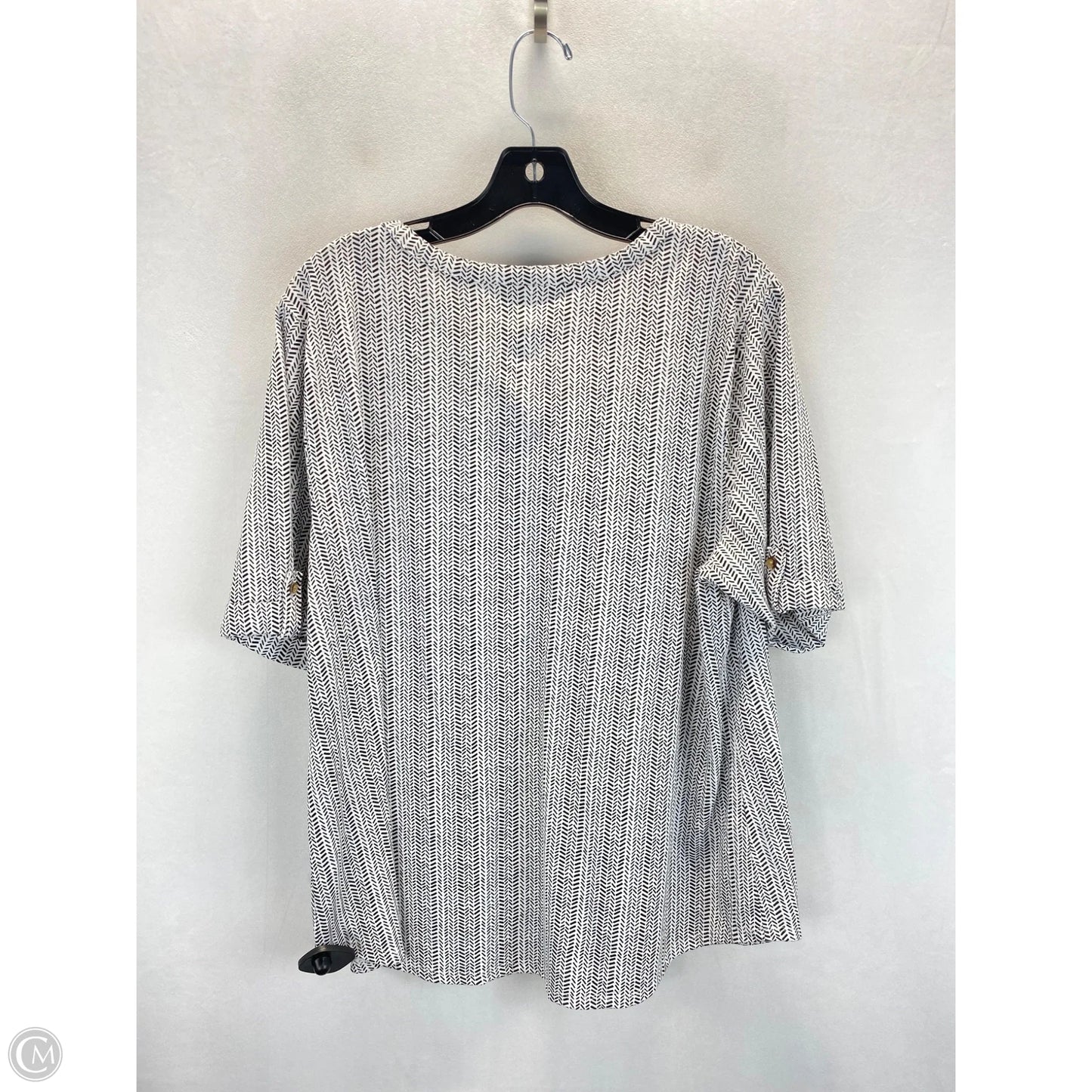 Top 3/4 Sleeve By Croft And Barrow In Black & White, Size: Xxl