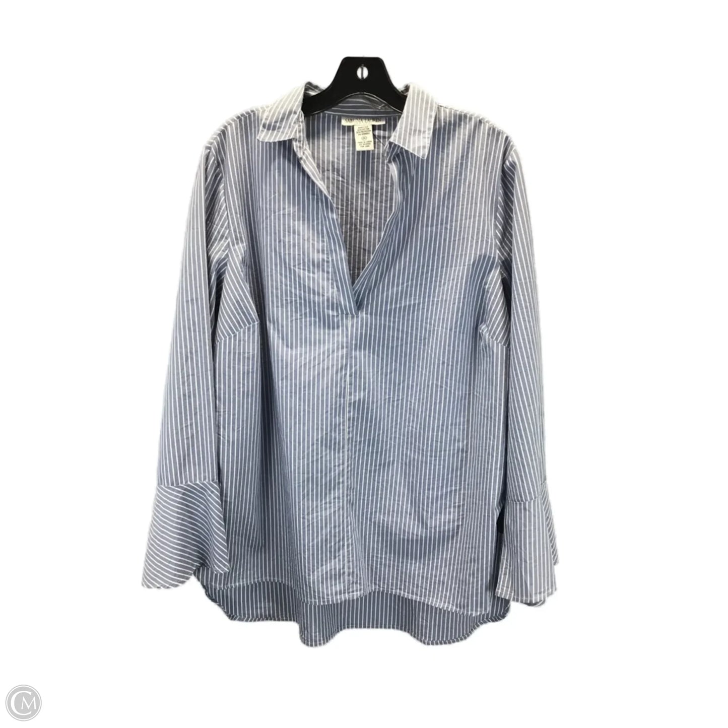 Top Long Sleeve By Clothes Mentor In Blue & White, Size: 1x