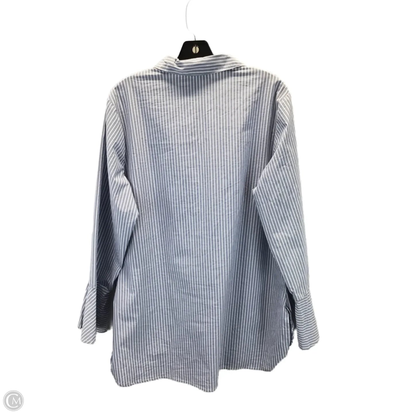 Top Long Sleeve By Clothes Mentor In Blue & White, Size: 1x