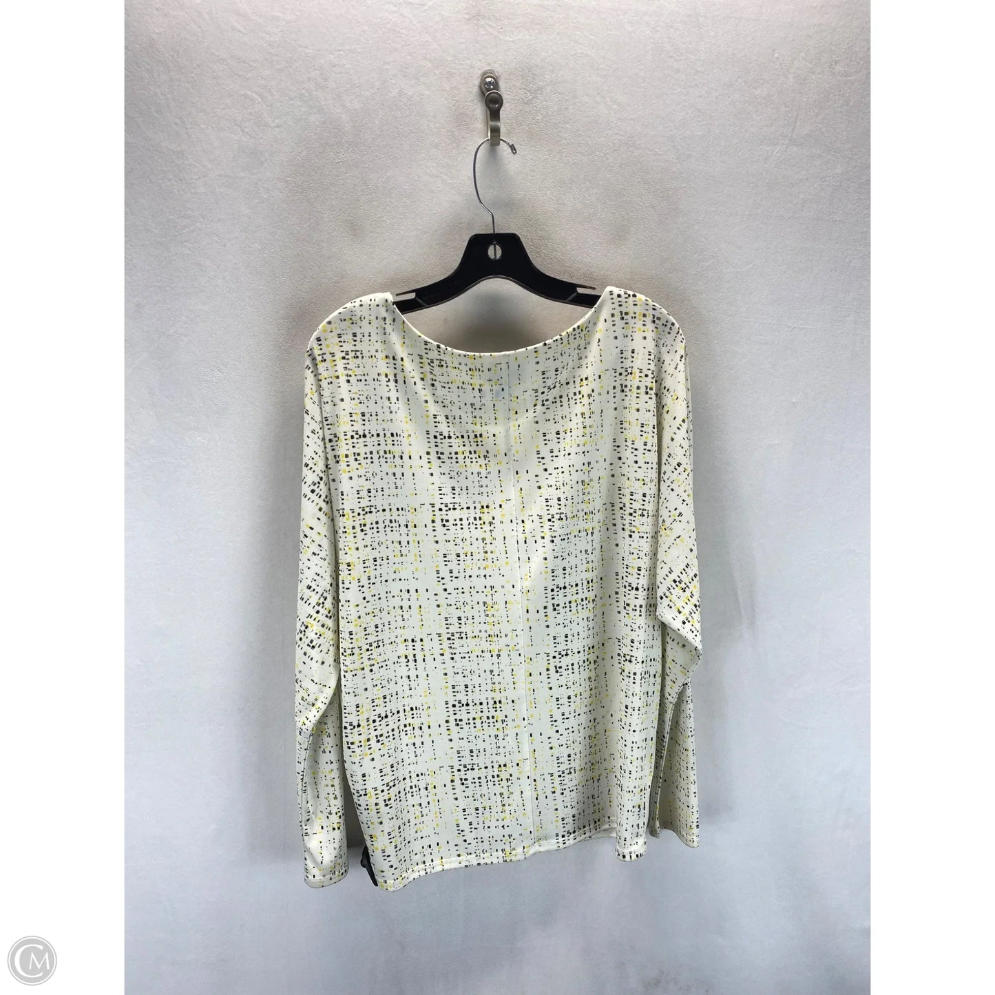 Top Long Sleeve By Worthington In White & Yellow, Size: L